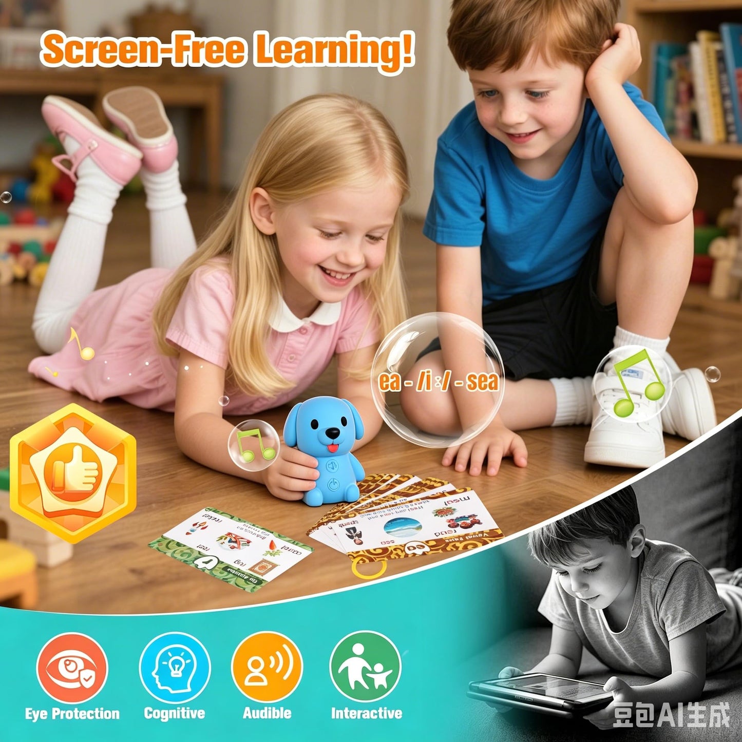Interactive Learning Toys with Talking Pen for Preschool Education, Early Learning Activities, Electronic Educational System (Dog with Phonics)