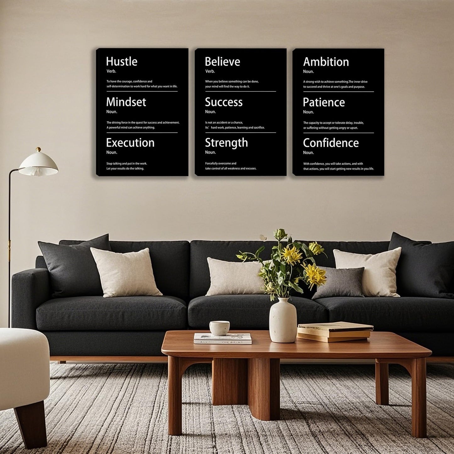 3 Panel Print Canvas Wall Art Motivational Office Wall Decor Painting Inspirational Posters Modern Inspiring Artwork for Home Living Room Bedroom Wall Decor Office Wall Art Ready to Hang - 36"Wx 16"H