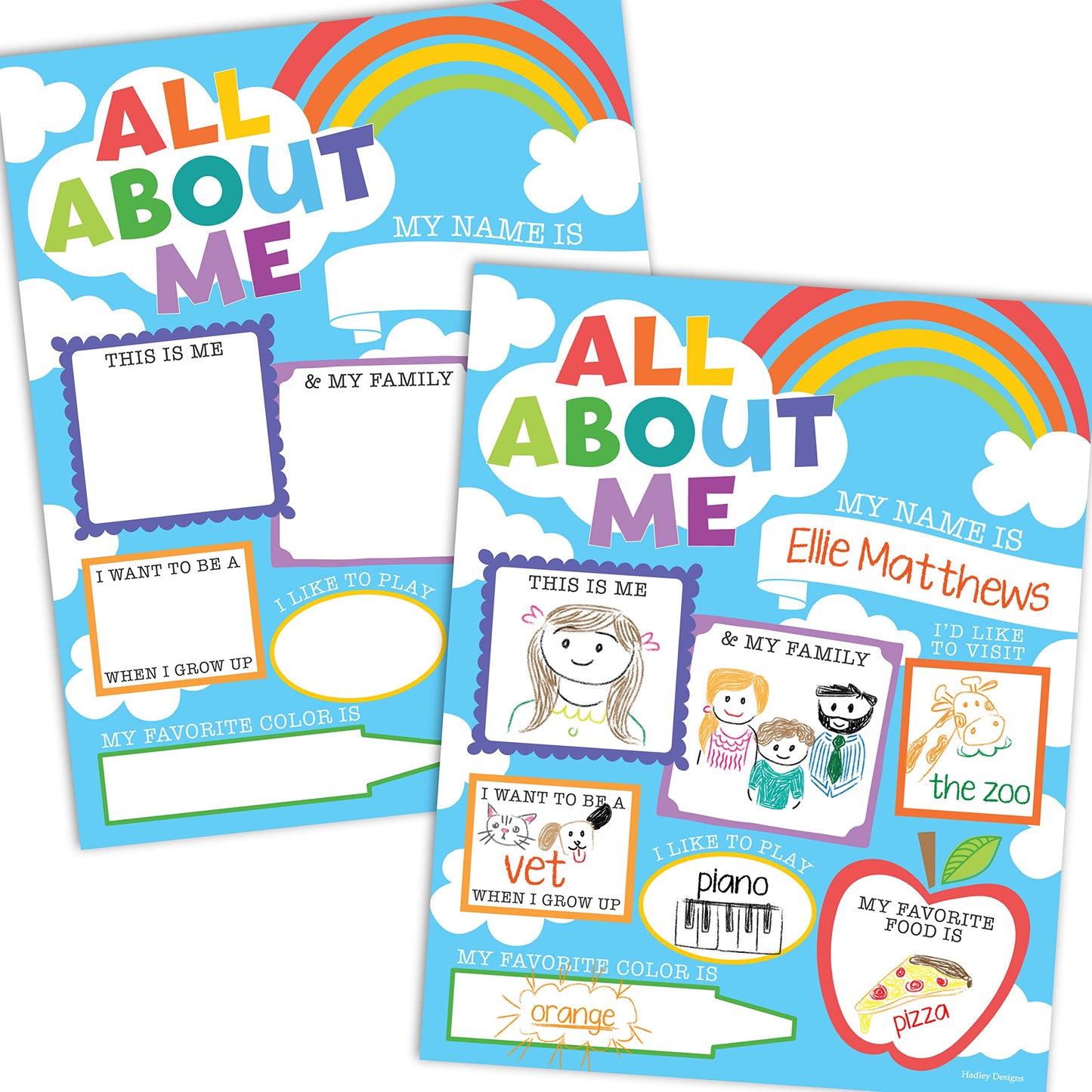 Hadley Designs All About Me Posters for Classroom Must Haves - 20 Star Student Poster, 100 Days of School Items, Star of The Week Poster Elementary Classroom Decor, End of School Year Teacher Supplies