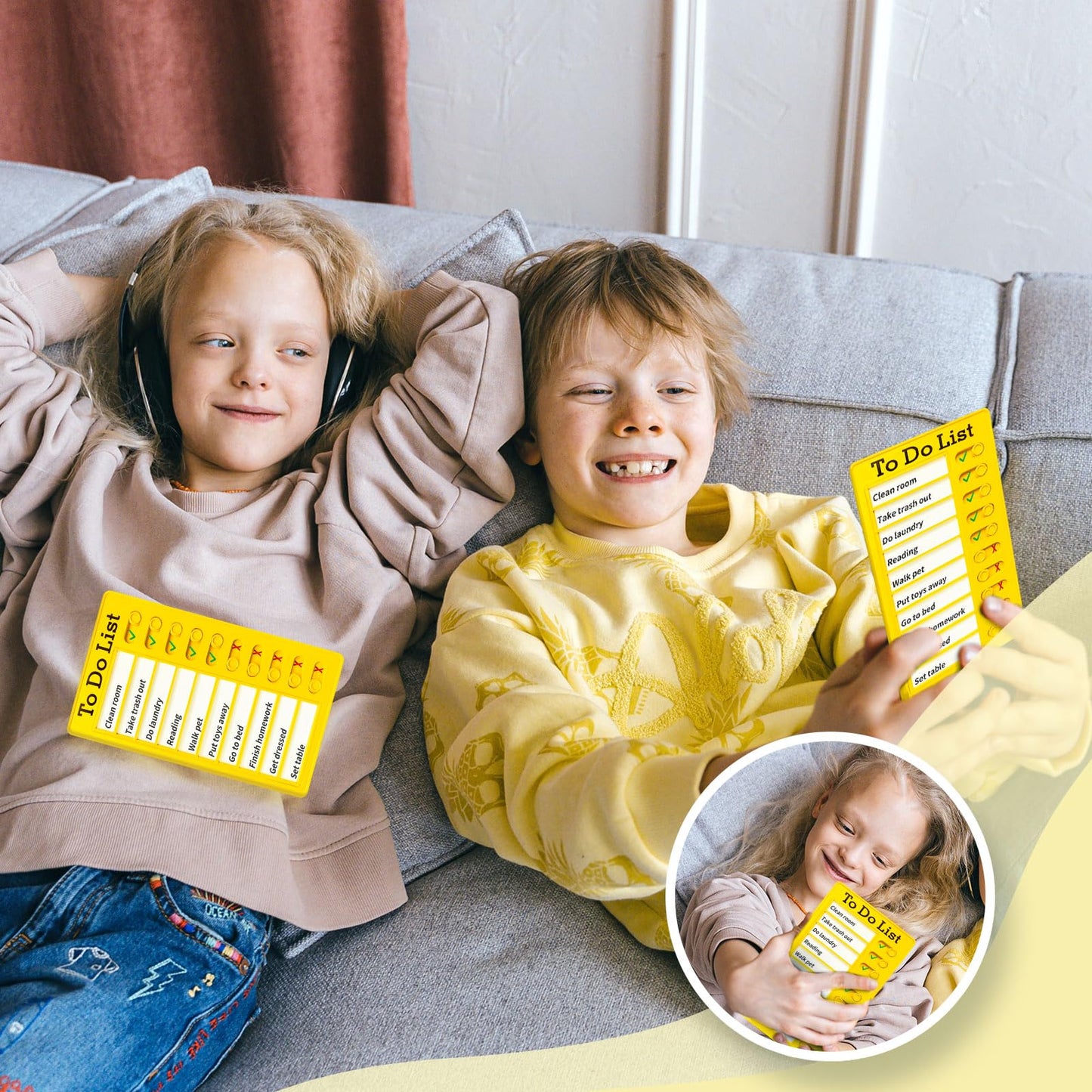 4 Pieces Chore Chart for Kids Multiple Kids - Sliding Routine Chart: Reusable to Do List, RV Checklist, Planning Board, Visual Schedule, and Reminder (bluepinkgreenyellow)