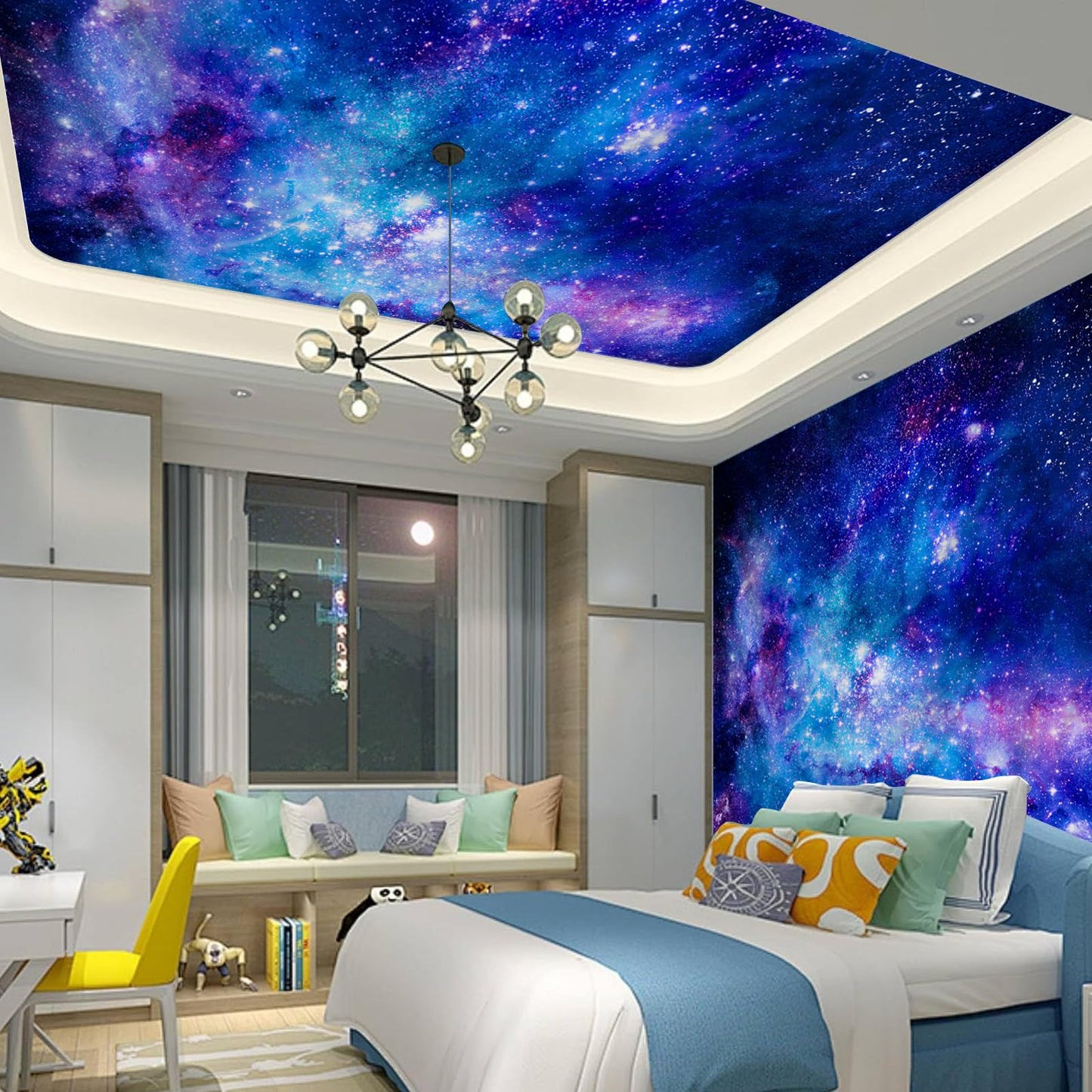 Apdidl Galaxy Space Backdrop Tapestry for Bedroom Aesthetic, Blue Purple Night Starry Sky Stars Universe Ceiling Tapestry, Mysterious Nebula Wall Hanging Room Decor for Living Room Dorm 51'' x 60''