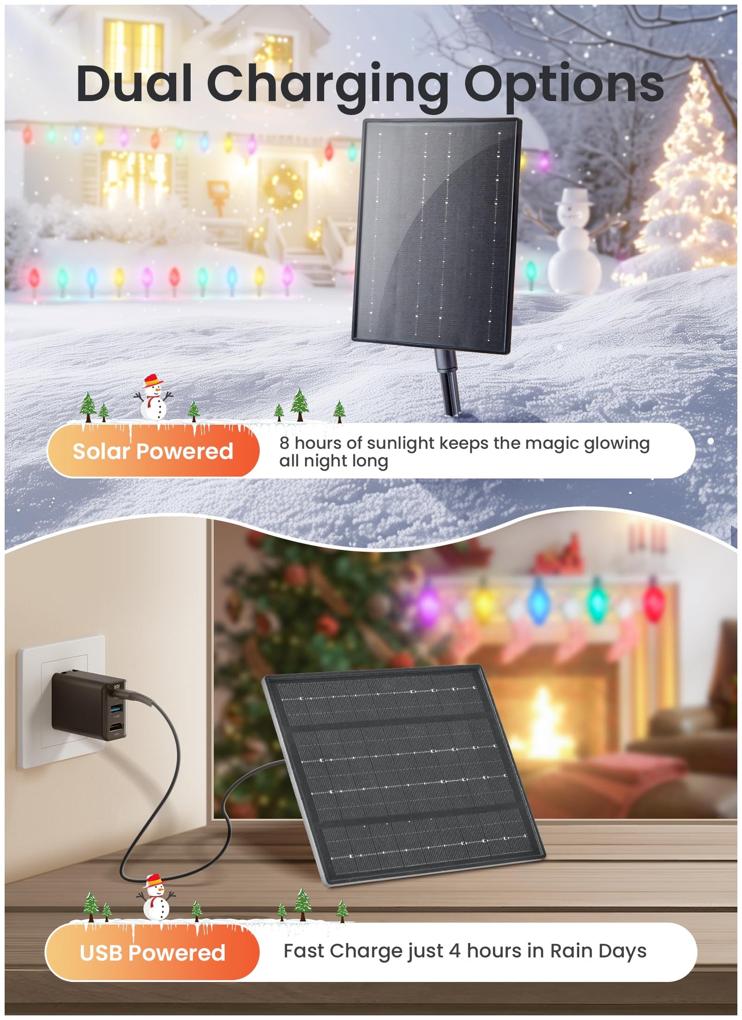 Minetom Solar C9 Christmas Pathway Lights - 20 LED, 8 Modes, Timer, 32FT, 2 Pack, Multicolor