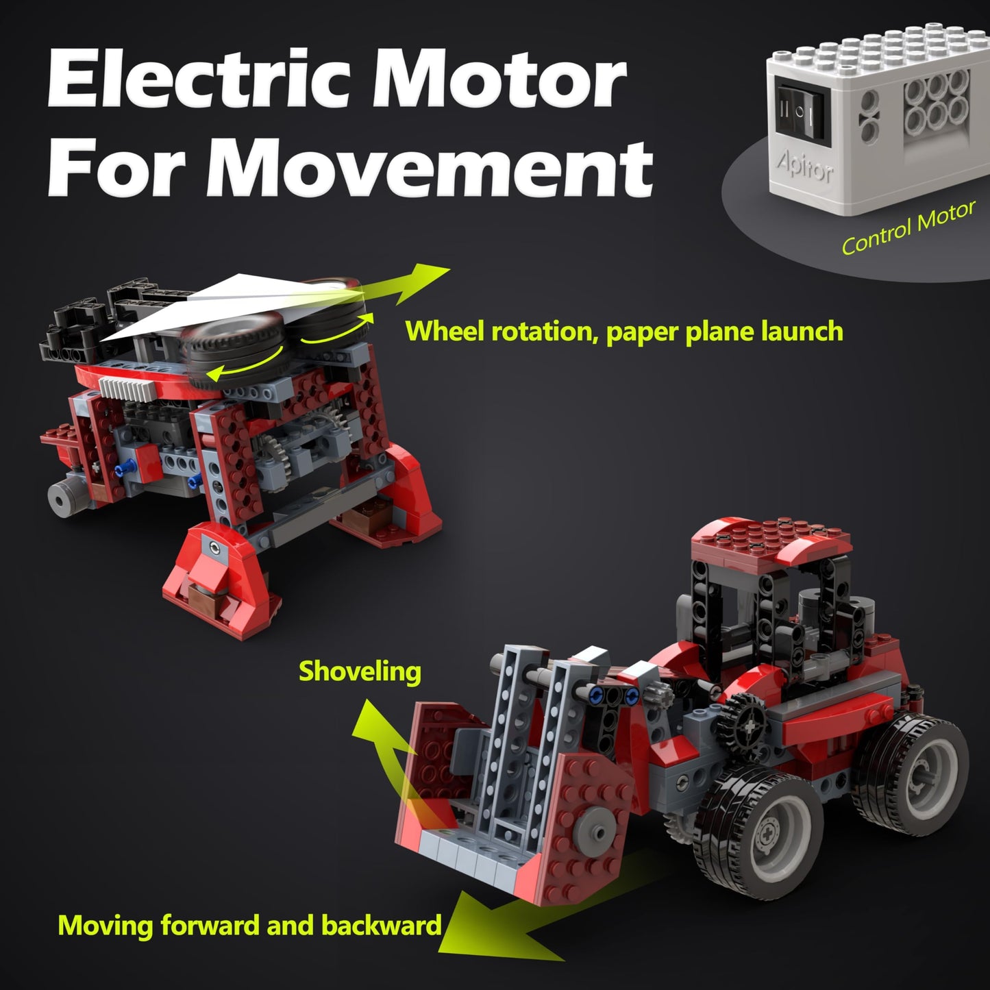 Apitor Robot B STEM Kits - Includes Large Storage Organizer, 8 in 1 Electric Monster Truck Building Toys for Kids 6-8 8-10, Educational Construction Science Kit for Boys 6-12 Christmas Birthday Gift