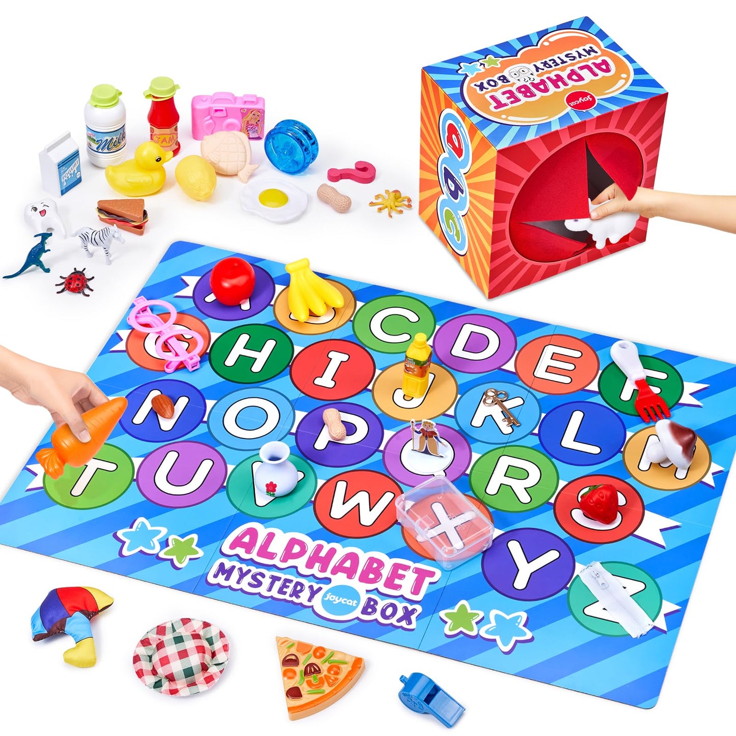 JoyCat Mystery Alphabet Box for Kids 52 PCS Letters Sorting Matching Game Activities Letter Sounds Fine Motor Learning Toys for Preschool Kindergarten Classroom - Easter Basket Stuffers Gifts for Kids
