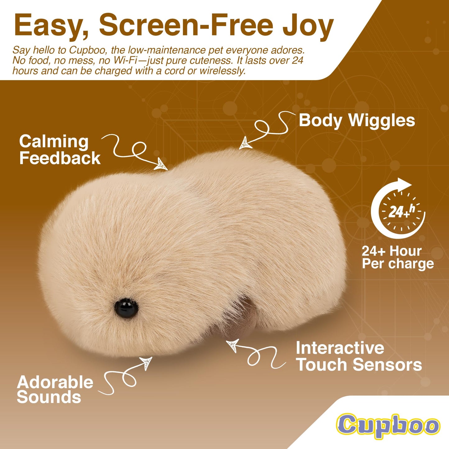 cupboo Interactive AI Plush Companion Pet– Privacy Safe Soft Huggable Intelligence Emotional Support Robot Pets, Anxiety Relief Desk Robots| Ideal Toy Gift for Kids,Teens,Adults,Seniors(Black)