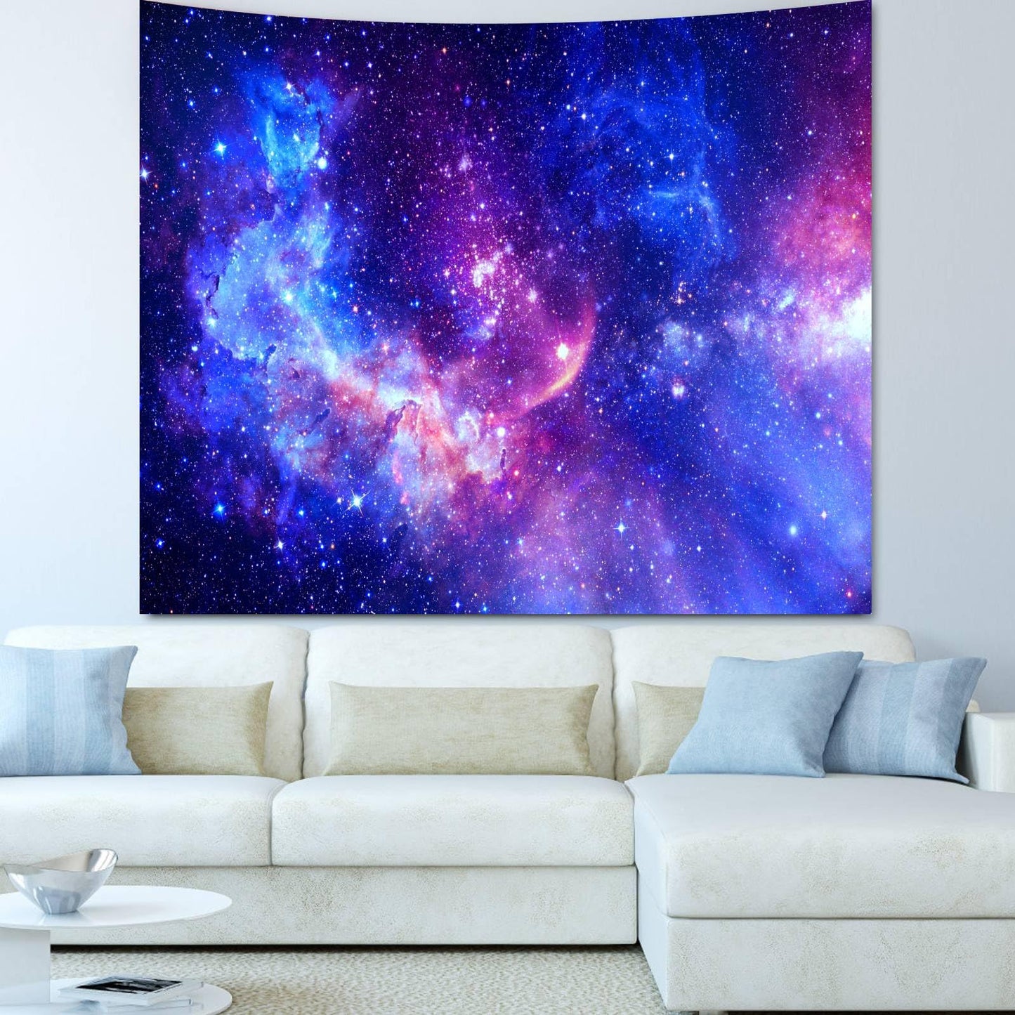 Blacklight Galaxy Tapestry for Bedroom Aesthetic Space Starry Sky Stars Universe Backdrop Black Light Poster Decor Wall Hanging Glow in the Dark Tapestry for Living Room Dorm Home Decoration(51"X60")
