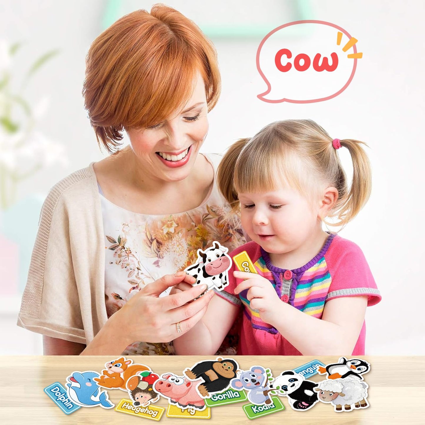 AKAYOK 90 Pcs Wild & Farm Animals Felt Board Story Pieces Set for Toddlers, Preschool & Kindergarten, Precut Felt Animals with Storage Pouch & Self Adhesive Dots Flannel Board Felt Toys
