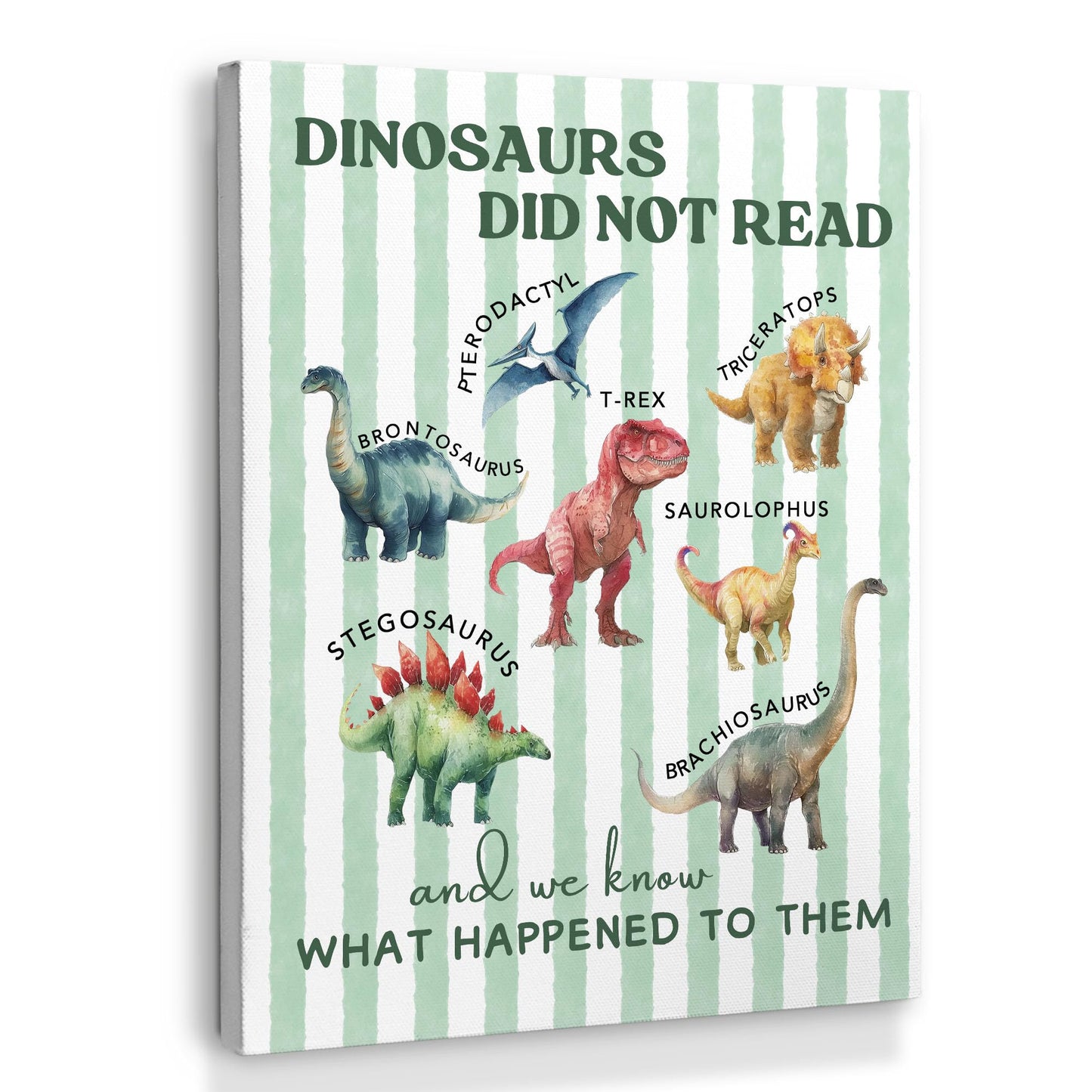 XINCEYWJ Dinosaur Room Wall Decor, Dinosaur Reading Canvas Art Prints Framed, Toddler Boy Room Decor, Dino Artwork Green Dinosaurs Wall Art for Kids Toddler Boy Room Nursery Room, 11x14 In