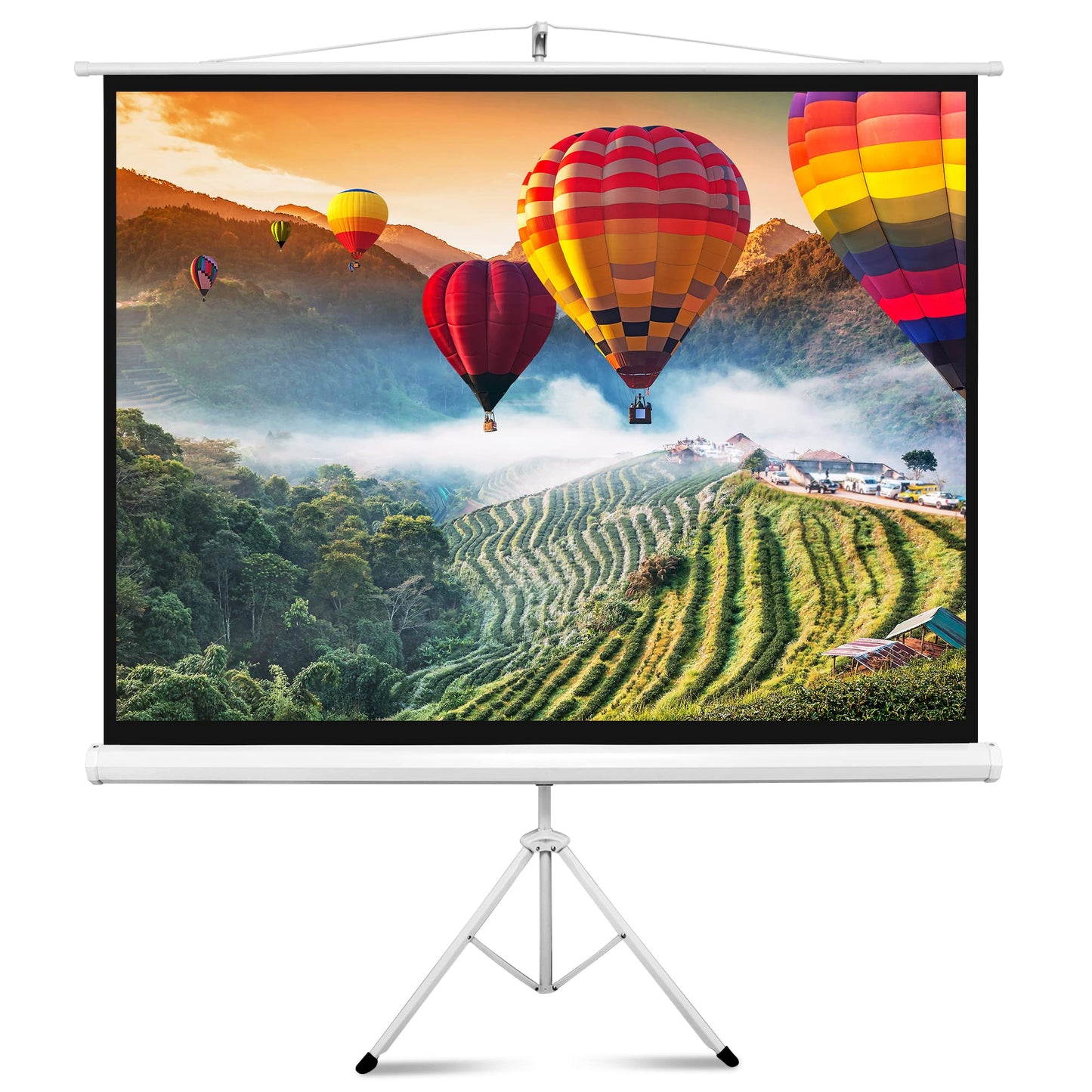 Pyle 80 Inch Portable Projector Screen with Tripod Stand - Quick Setup Fold Out Roll Up Screen Featuring White Matte Surface 16:9 Aspect Ratio Black Masking Border, Ideal for Indoor and Outdoor Use