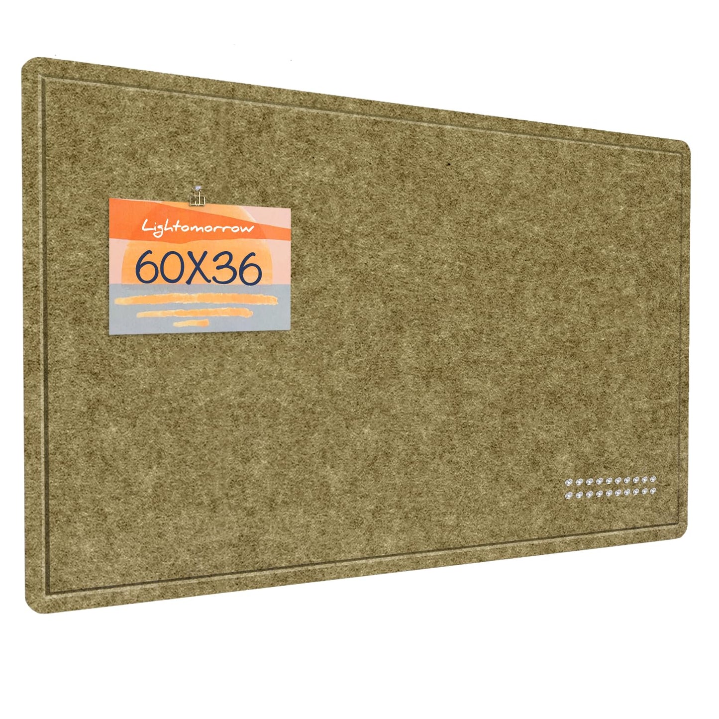 Large Bulletin Board - 60 x 36 Inches, Decorative Felt Pin Board for Wall - 5' x 3' Foldable Photo Display Board with Self-Adhesive Tape, Includes 20 Push Pins - Olive
