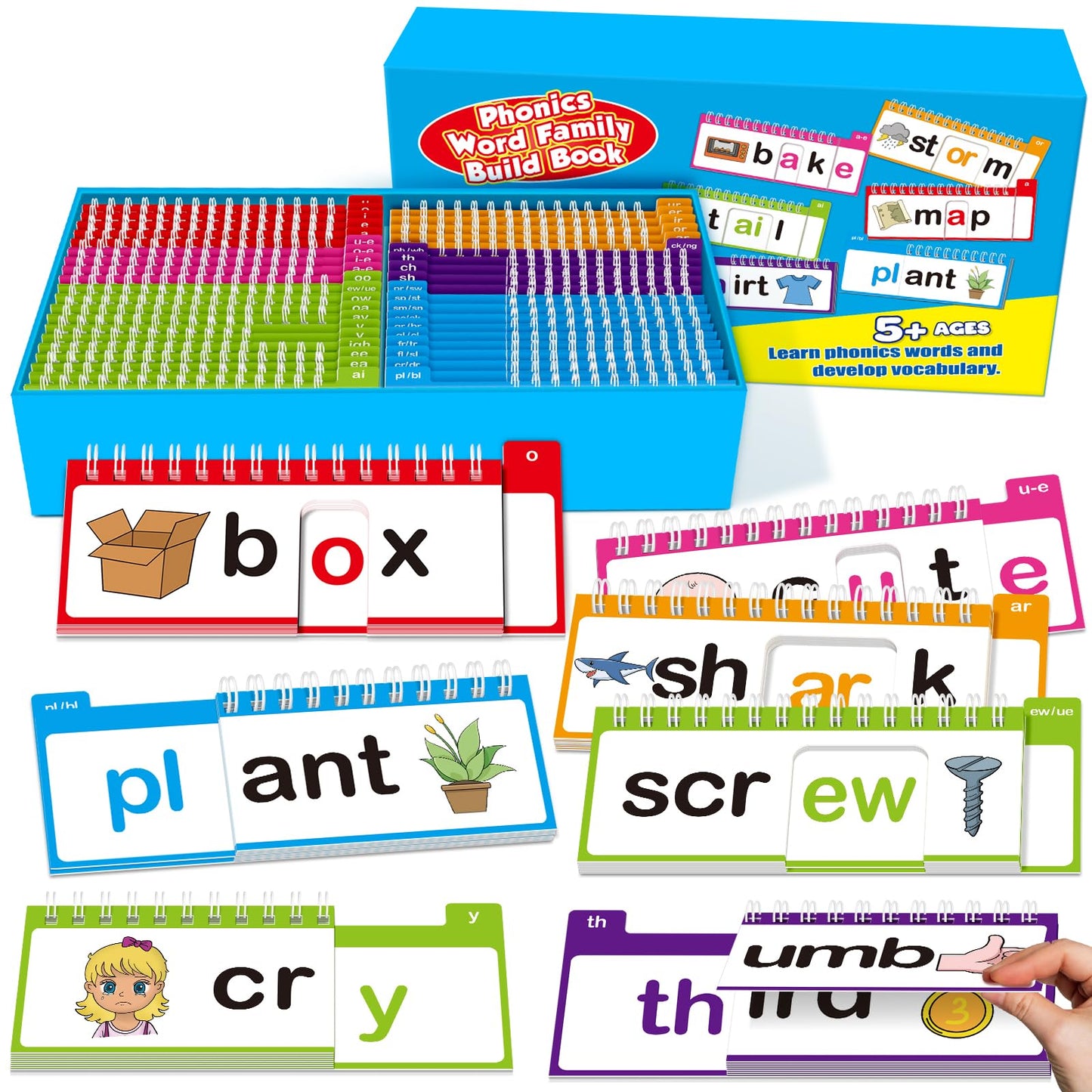 40 Read and Rhyme Flip Books,Phonics Word Family Build Book Learn to Read Phonics Flash Cards,Sight Words Flash Cards Kindergarten Reading Books,Flip Book Word Games for Preschool Learning Activities