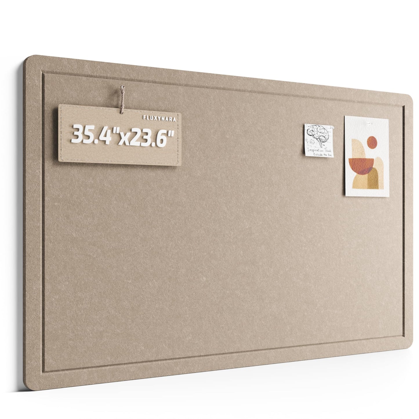 Fluxynara Bulletin Board,35.4" x 23.6" Cork Board Alternative with 12 Safe Removable Adhesive Tabs, Foldable Felt Pin Board for Home Office, Classroom, Bedroom,Entryway for Walls—Taupe