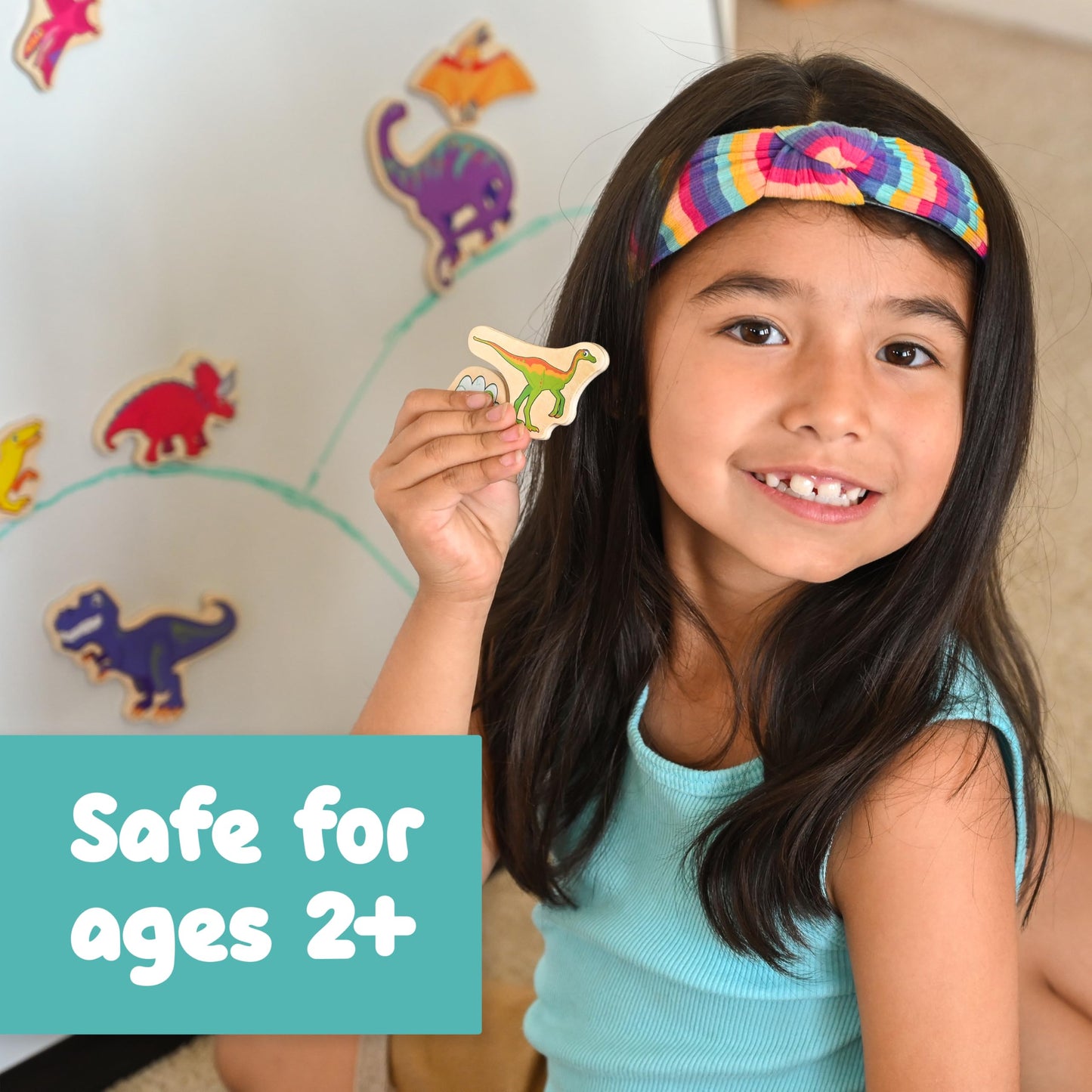 Spark & Wow Wooden Magnets | Dinosaurs | Magnets for Kids Ages 2+ | Open-Ended Play | Adhere to Fridges, Whiteboards and More