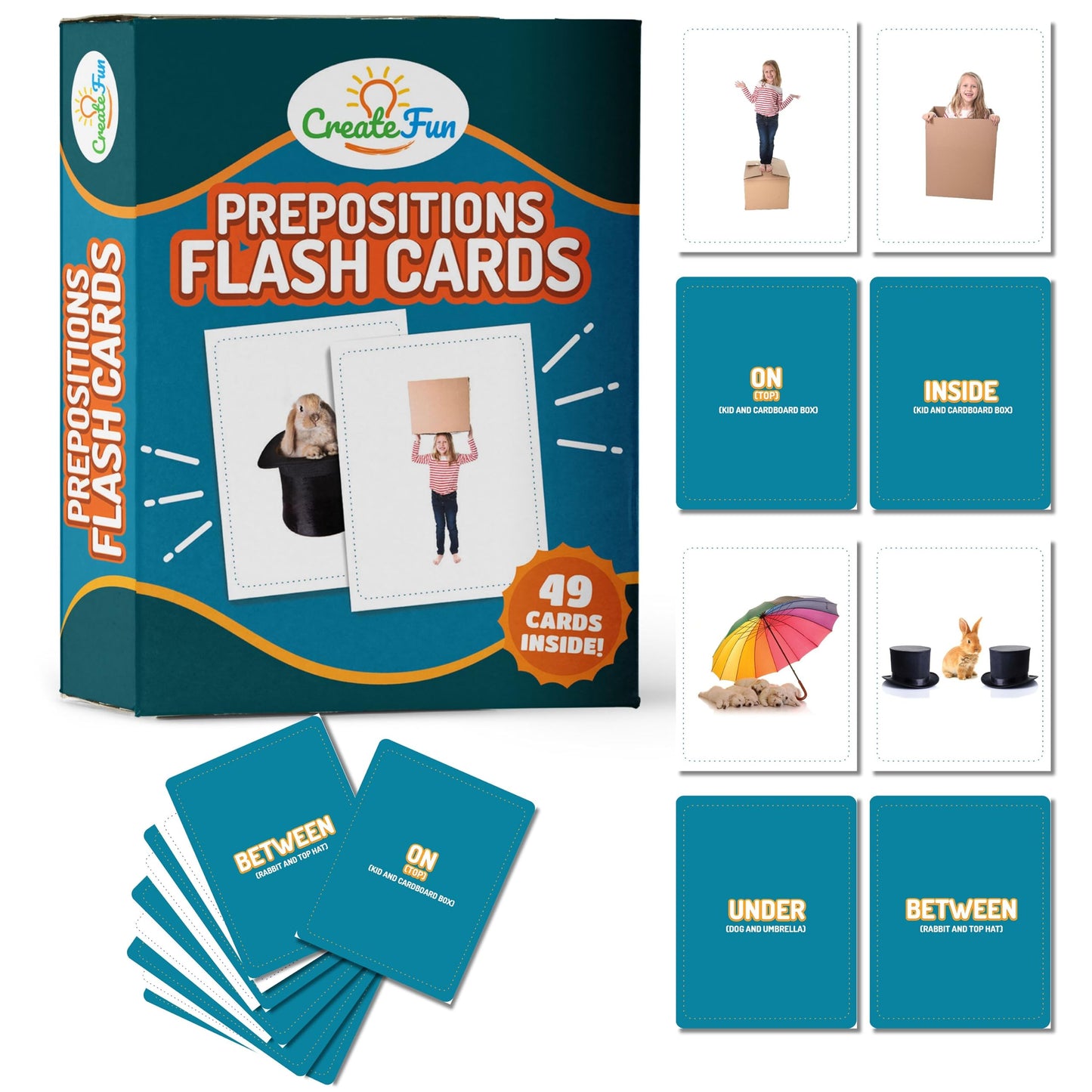 49 Preposition Vocabulary Builder Flash Cards Vol 1 Includes 7 Picture Card Prepositions with 5 Sequencing Learning Games for Kids, Parents, Teachers, ESL, Speech Therapy, Autism, ABA and Homeschool
