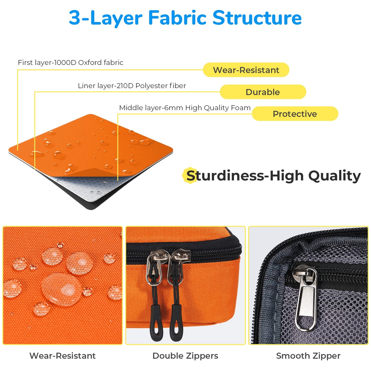 ECHSRT Pencil Case for Men Women, Large Pen Bag for Adults, Portable Pencil Pouch Aesthetic with Handle, Zipper Cases for Office Organizer Orange