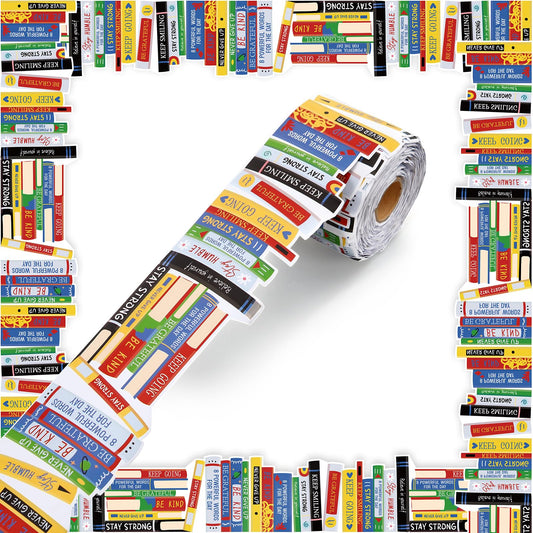Tenceur 120 ft Bookshelf Border Trim Book Rolled Border Trim Decor Back to School Straight Bulletin Board Set for Library Classroom Poster Board Whiteboard Wall Decoration (Vintage,Classic)