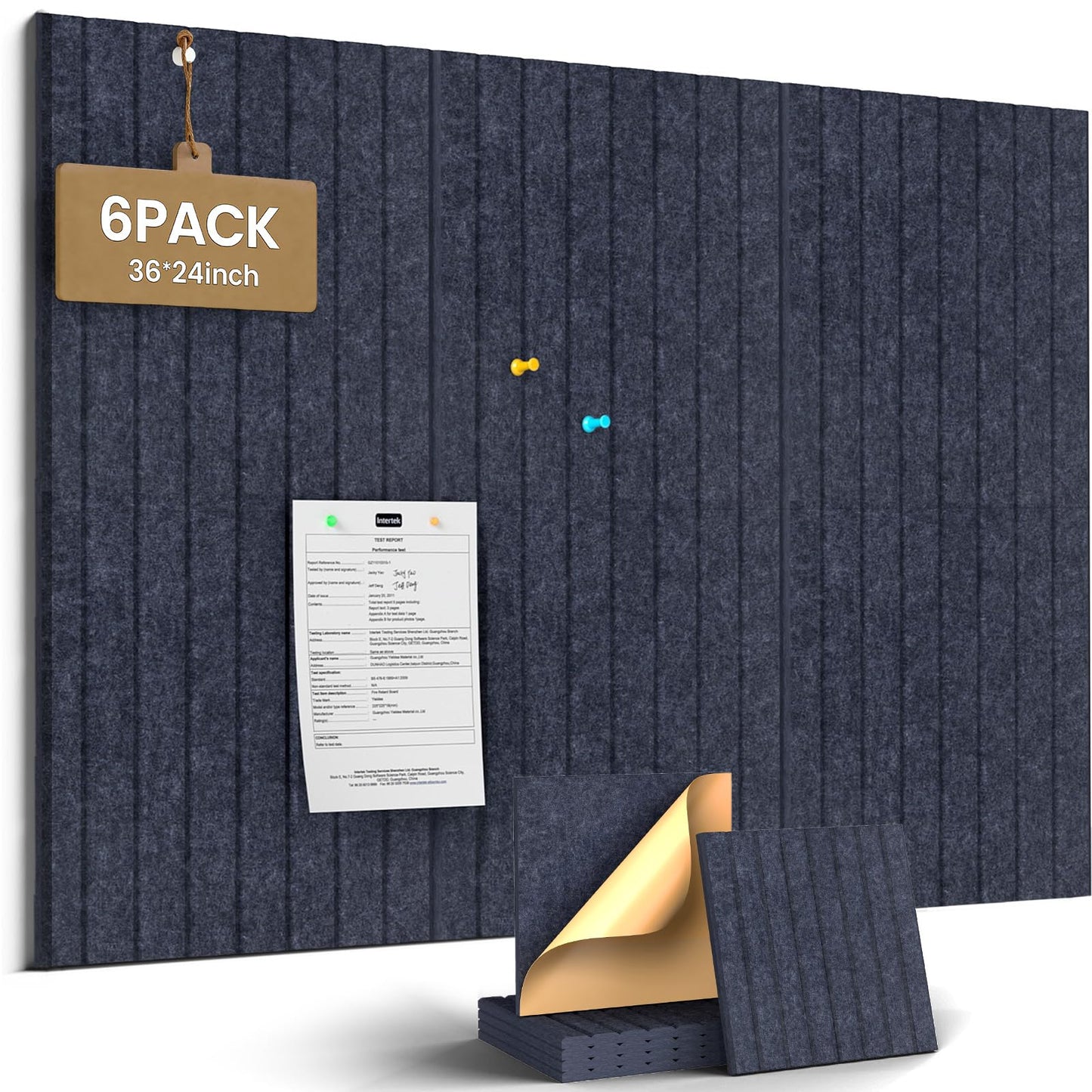 JBER Large Felt Bulletin Board 36" x 24" - 6 Pack Felt Wall Tiles, Cork Board Alternative to Use in Office & Home Decor, Classroom Decor, Vision Board to Display Your Photos(Starlight Blue)