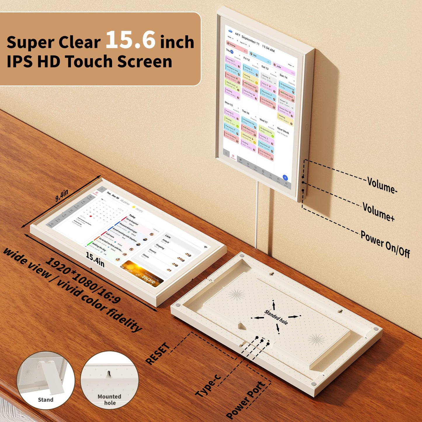 Digital Calendar, Electronic Calendar with 15.6-inch Touch Screen,32GB Smart Calendar, Work and Family Planner, Also Functions As a Digital Picture Frame,Best Gift for Your Loved Ones