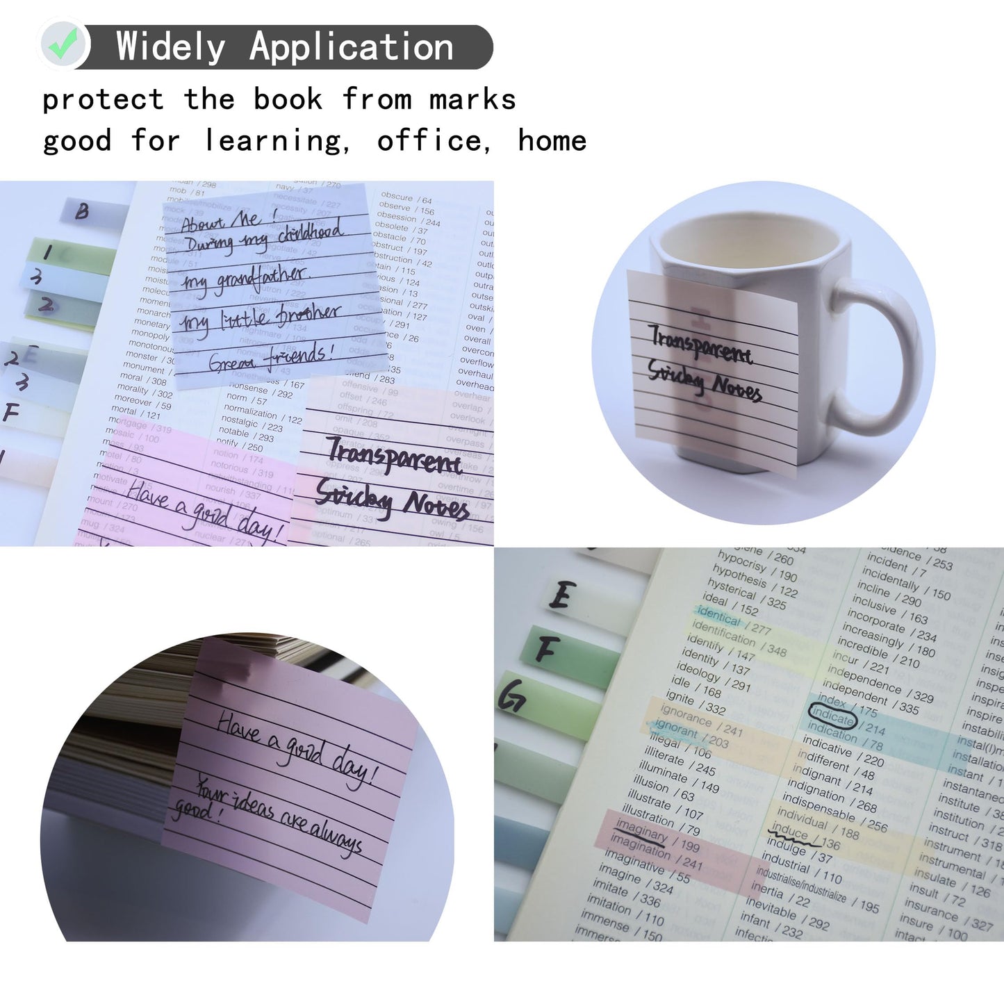 YOUDEFUL 800Pcs Transparent Sticky Notes, 3"x3" Clear Sticky Notes with Lined, Waterproof Translucent Sticky Note Pads for Books Annotation, Clear Post it Notes for Bible Study, School, Office