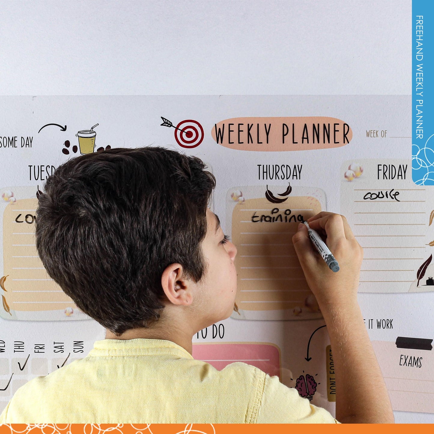 WallJOY Dry Erase Calendar – 39.4x16” Weekly Dry Erase Board for Wall, Clear Weekly Planner Whiteboard, Reusable & Easy Erase, Sticks to Smooth Surfaces, Upgraded Static Cling – Improved Hold