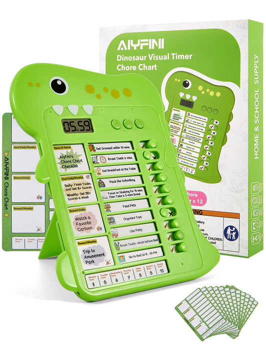 Dinosaur Visual Timer for Kids with Digital Timer & Schedule Board