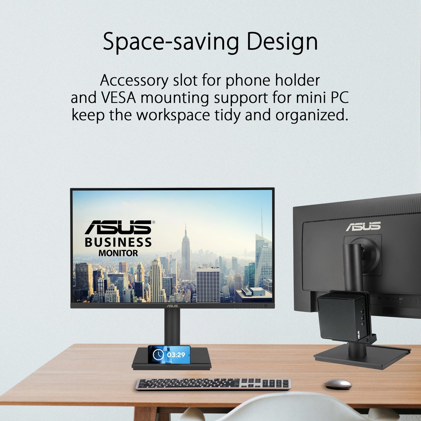 ASUS 27” 1440P USB-C RJ45 Docking Monitor (BE27ACGN) – QHD (2560x1440), IPS, 120Hz, Frameless, Speakers, Height Adjustable, DisplayPort Daisy-Chain, Power Sync, Eye Care, 3 yr Warranty