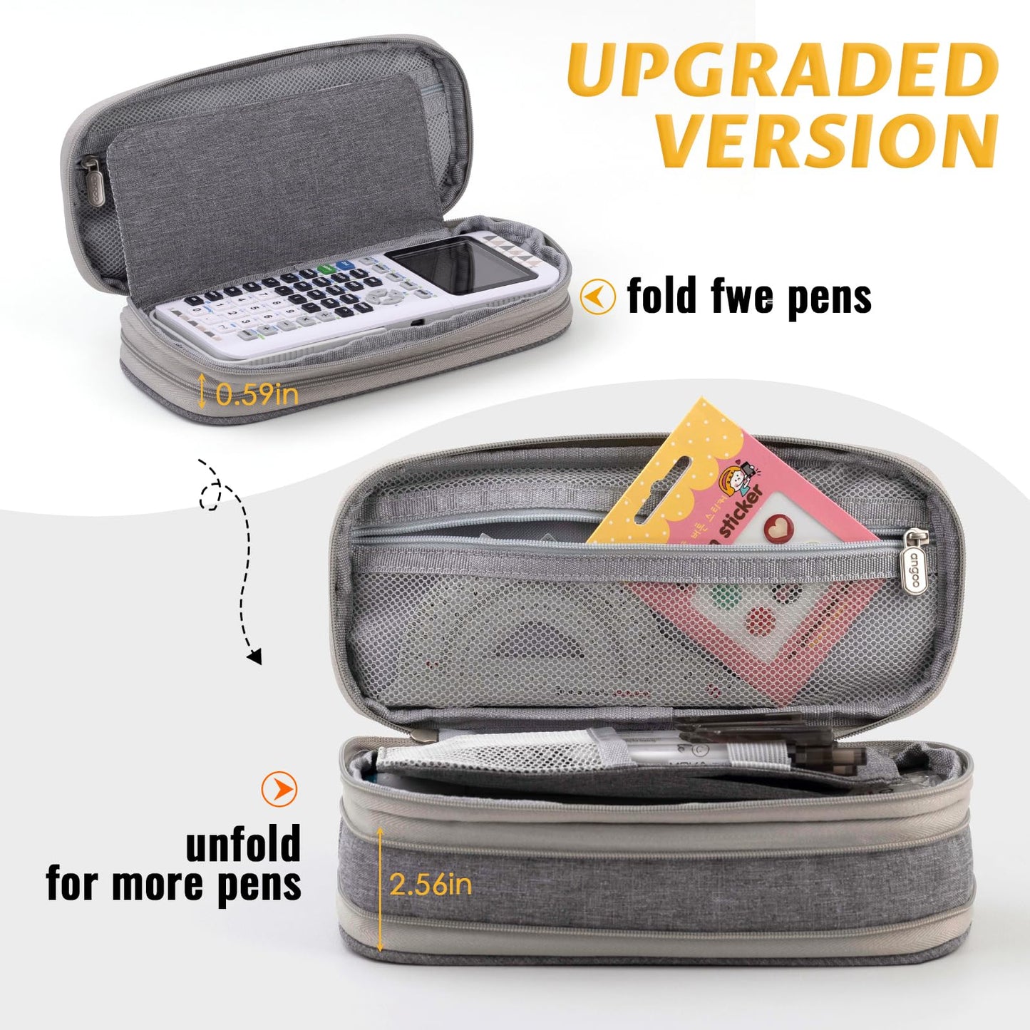 EASTHILL Big Capacity Pencil Pen Case Office College School Large Storage High Capacity Bag Pouch Holder Box Organizer (Gray)