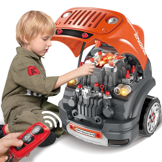 SpringFlower Toys Gifts for 3 4 5 6 7 8 Years Old Boys, Large Truck Engine Toys for Kids 3-8 Years Old, Big Truck Builder Kit, Mechanic Repair Set for Kids, Ideal Christmas, Birthday Gifts