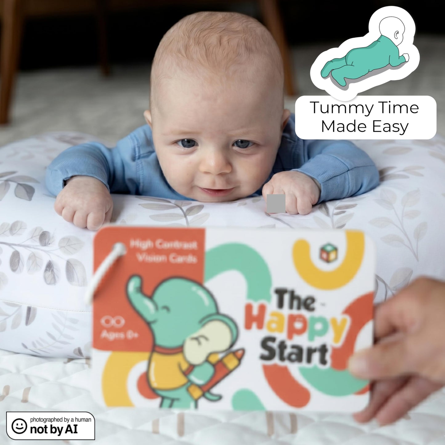 Happy Start High Contrast Baby Cards for Newborns - Black & White Cards, Water-Resistant, BPA-Free, Portable Educational Flashcards for Visual Stimulation, Award-Winning, Ages 0+ (English & Español)