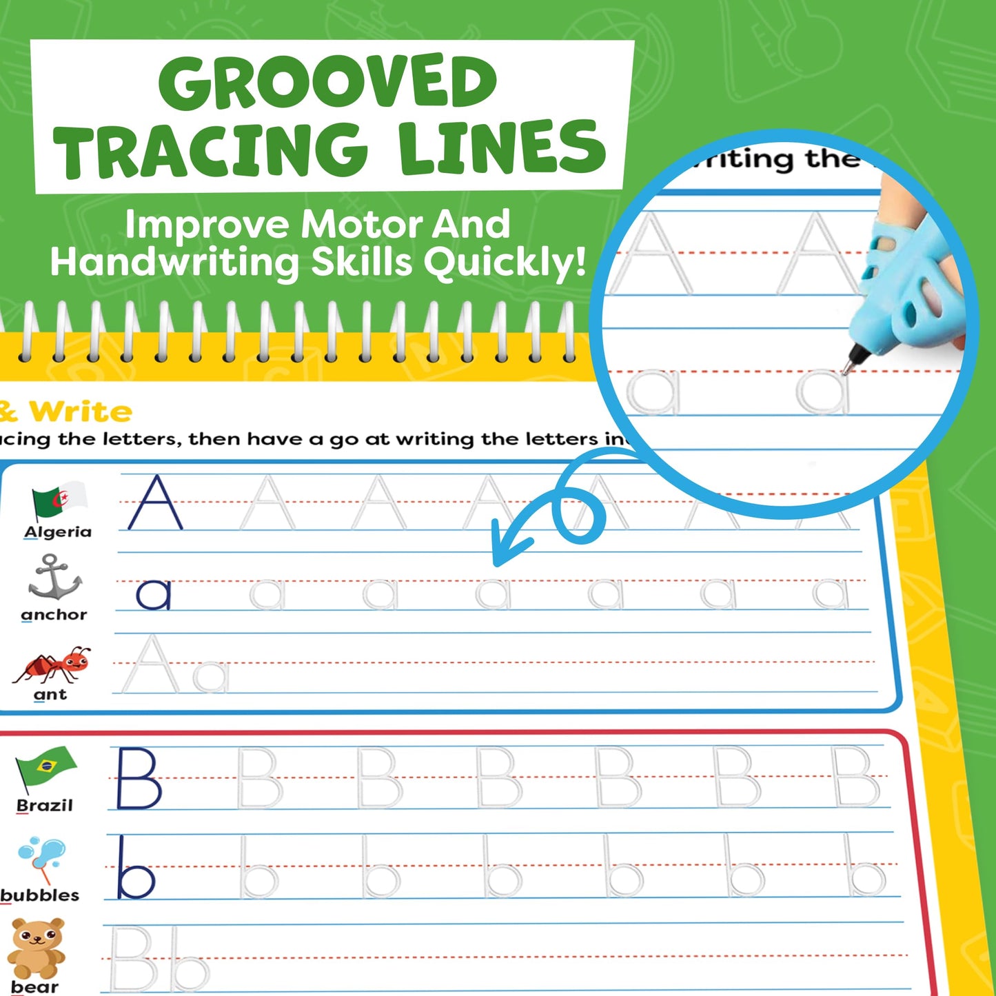 Magic Grooved Writing Practice for Kids - Grooved Writing Books for Kids 3-5, Kindergarten Workbooks Handwriting Practice for Kids 5-7 - Preschool Workbook, Magic Book