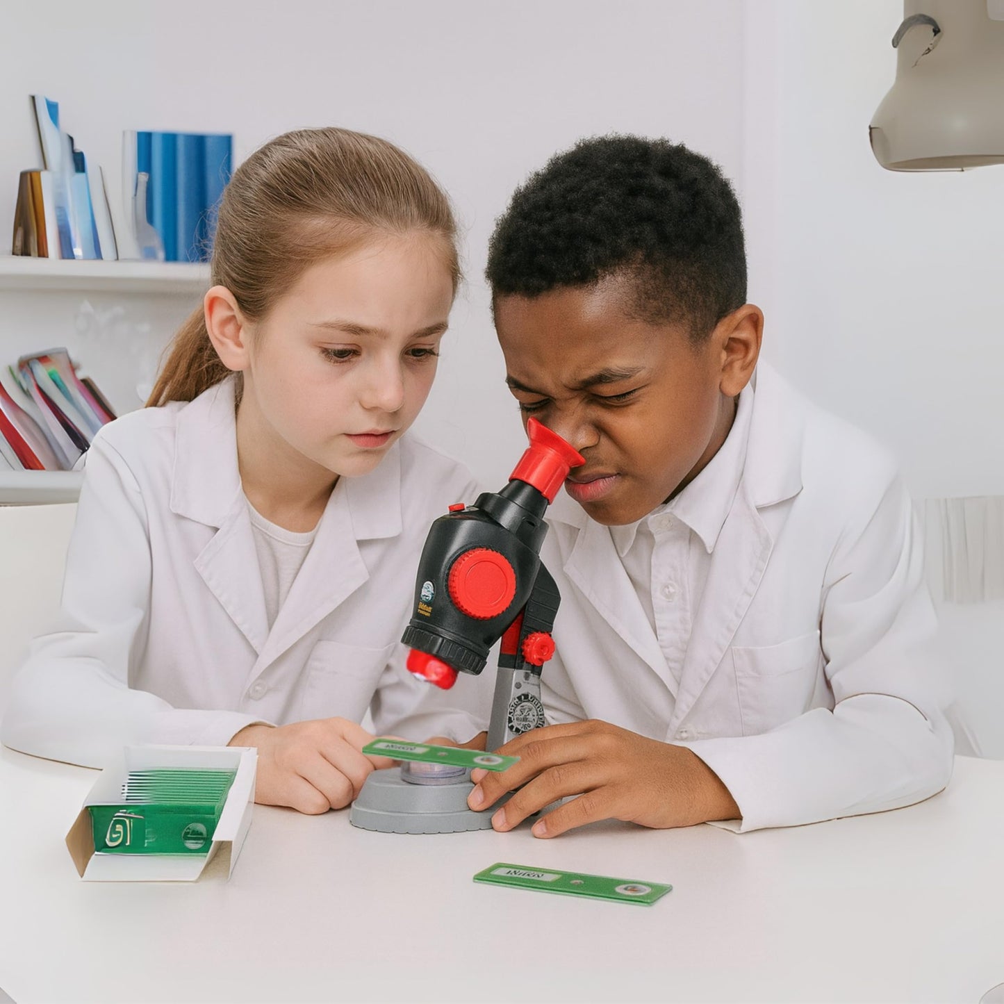 Prepared Microscope Slides for Kids – 24 Plastic Plant & Vegetable Specimens with Labels & Images – Safe, Durable Biology Science Kit for Students Ages 8+