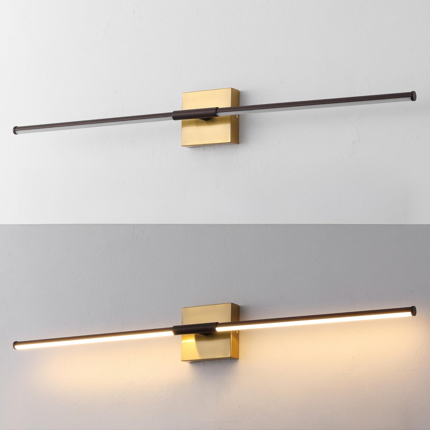 JONATHAN Y Makena Wall Sconce, 32in Dimmable LED, Metal, Oil Rubbed Bronze/Brass Gold, Model JYL7040F