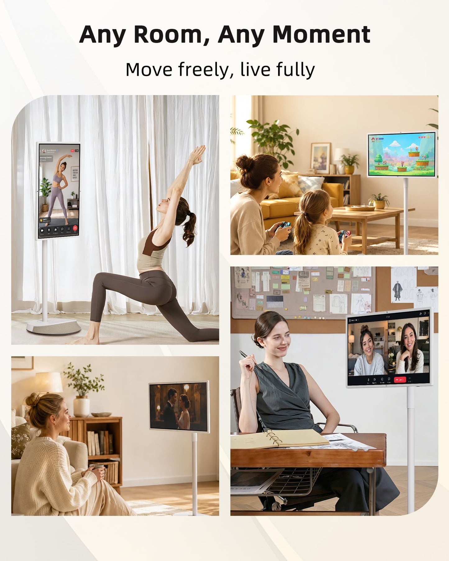 KTC MEGAPAD 32 Inch 4K Smart Portable TV on Wheels,16G+256G Storage, Android OS EDLA Certified, Four 8W Speakers, Built-in Battery&Camera, Voice Remote, UHD Touch Screen with Rolling Stand, A32Q7 Max