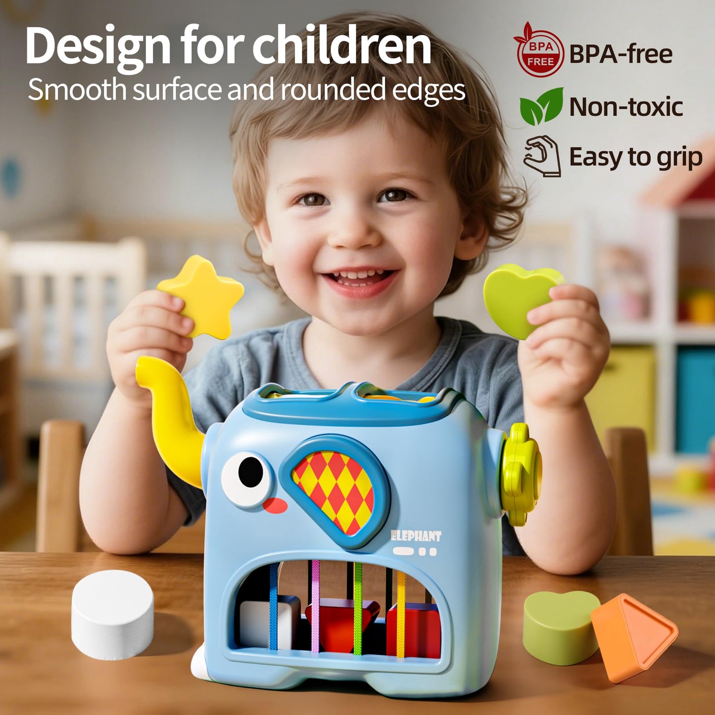 Interactive Shape Sorter Toy,Educational Activity Toy for Toddlers, Fine Motor Skill Development & Cognitive Learning, Durable Plastic Safe Material, Christmas and New Year Gifts for Boys and Girls.