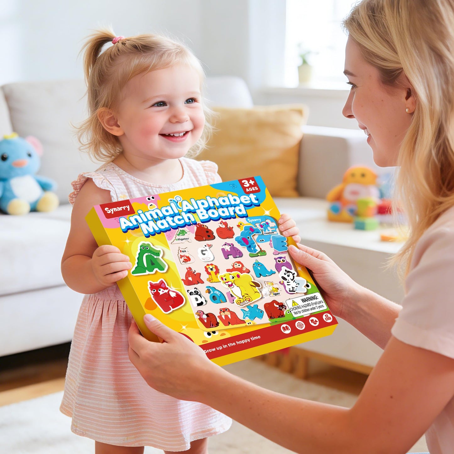 SYNARRY Wooden Alphabet Puzzle, 52 Pieces ABC Puzzles for Kids Ages 3-5, Alphabet ABC Letter Blocks Puzzles for Toddlers 3-5, Animals Letter Matching Preschool Learning Toys, Easter Gifts for Kids