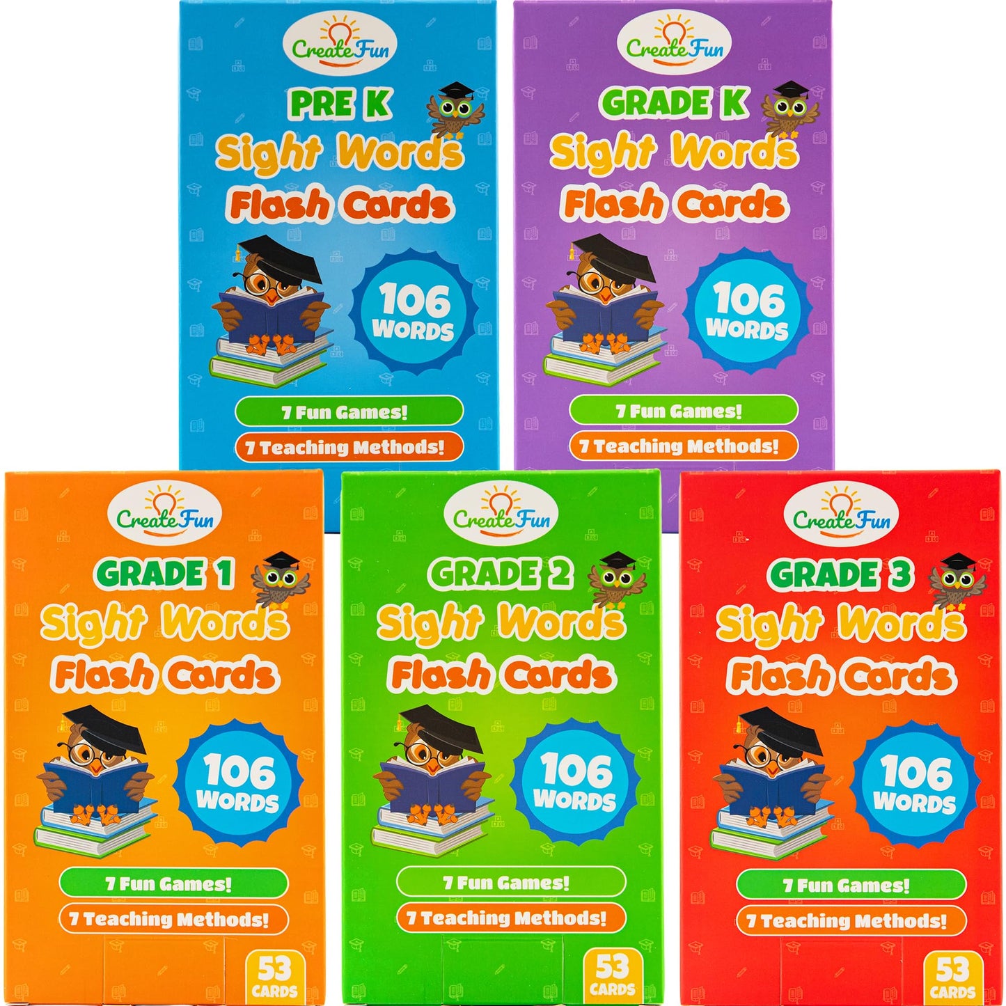 106 Sight Words Flash Cards Pre K for Ages 3-4, Dolch & Fry Sight Word Reading Games, Homeschool Supplies for Preschool with 7 Educational Game Ideas