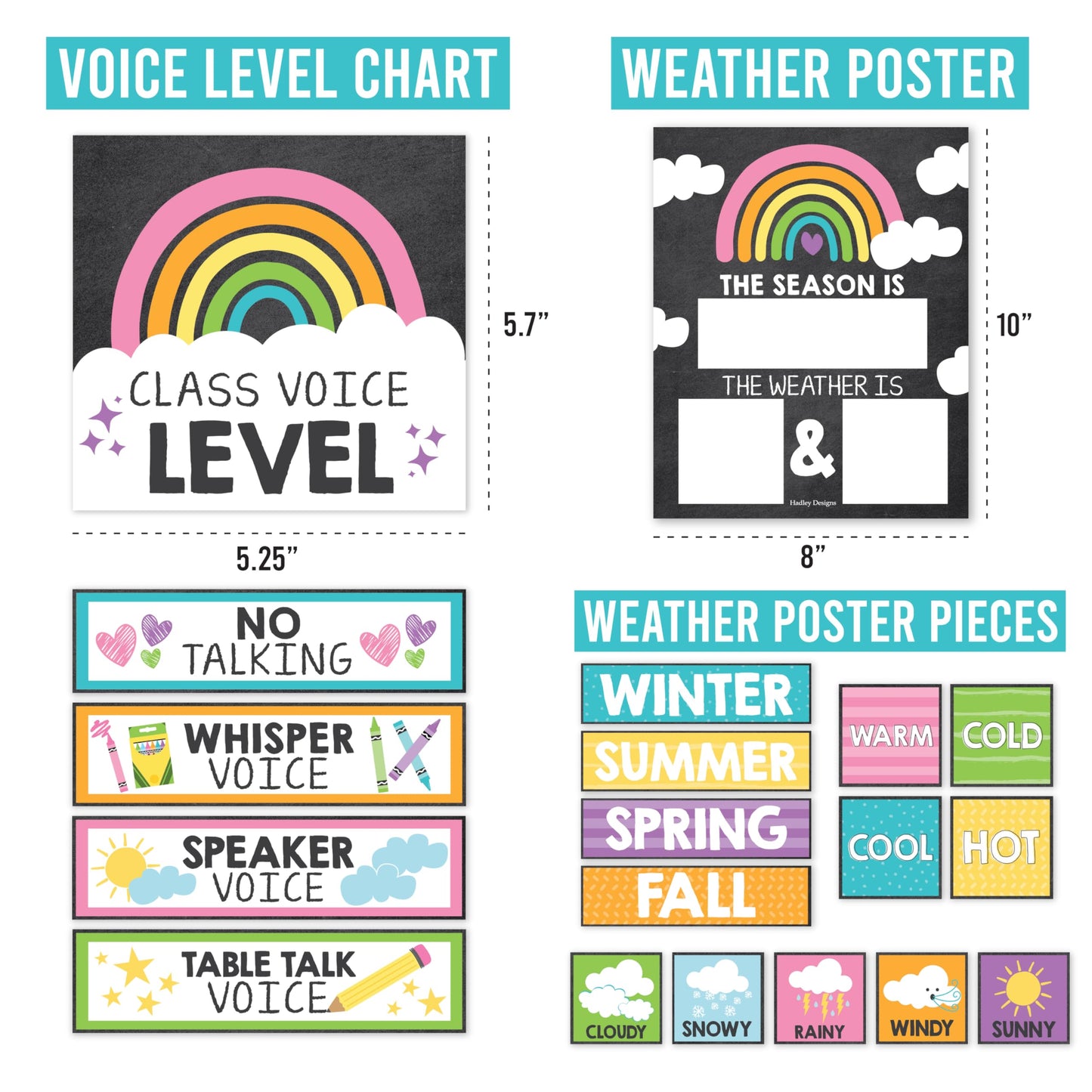 Hadley Designs Classroom Calendar Set Bulletin Board Decorations - Chalkboard School Calendar for Classroom Decor, Kindergarten Preschool Elementary Teacher Must Haves, Homeschool & Daycare Essentials