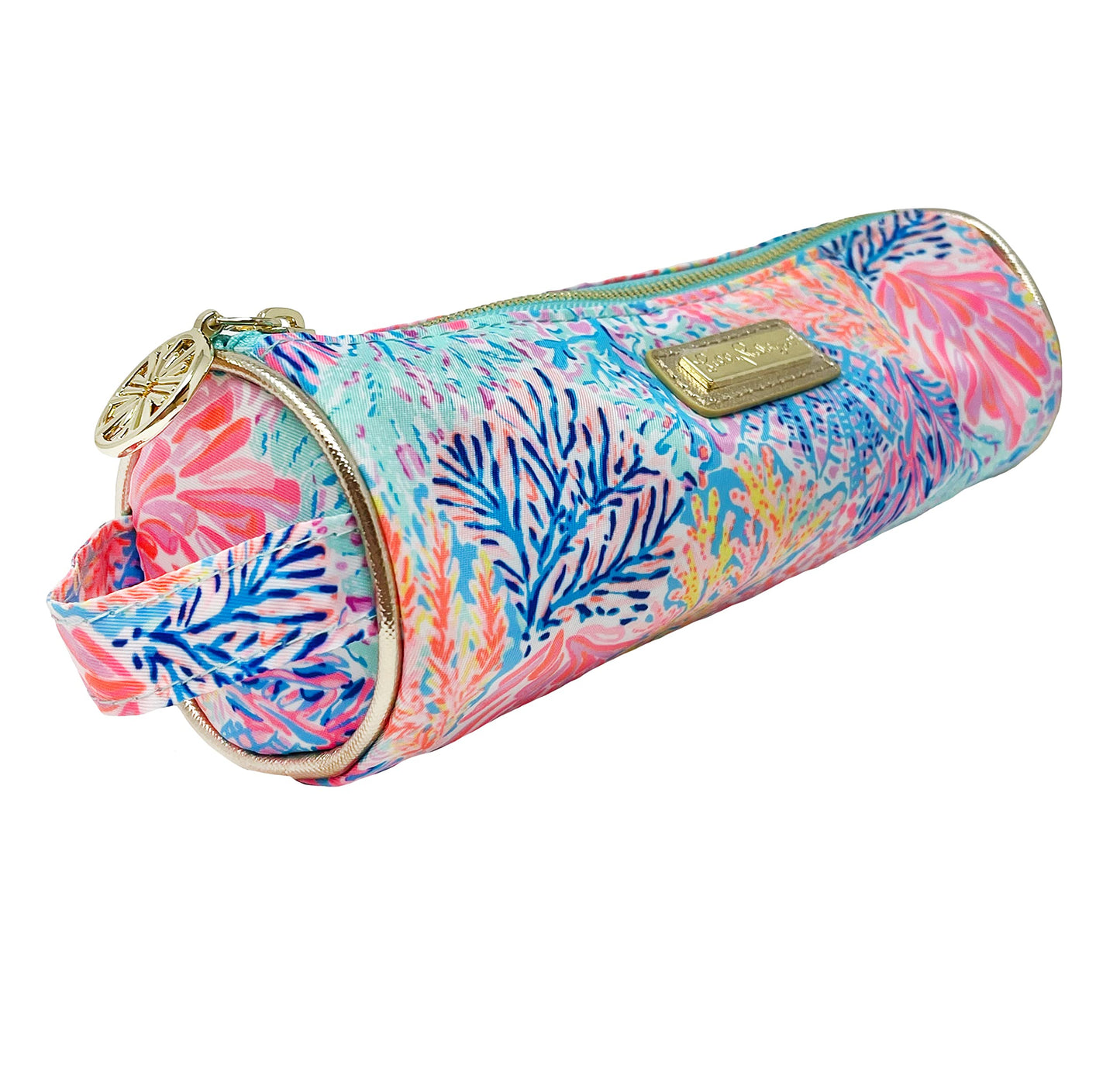 Lilly Pulitzer Cute Pencil Case, Colorful Zipper Pouch for Office Supplies, Small Travel Bag with Carrying Handle, Splashdance