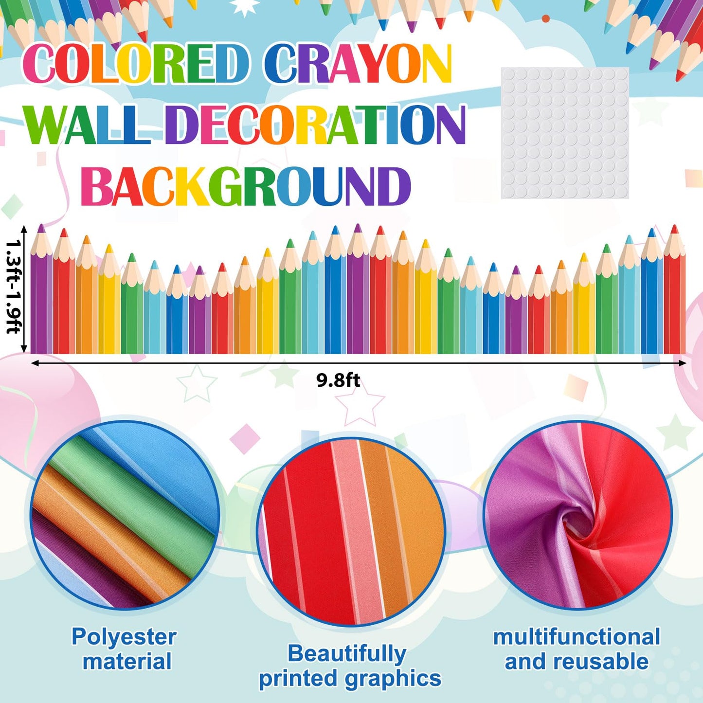 Gilprop 9.8 ft Boho Book Classroom Wall Decor Fabric Back to School Classroom Wall Decoration Backdrop with Adhesive Dot Cuttable Book Bulletin Board Decoration for Blackboard Playroom Nursery