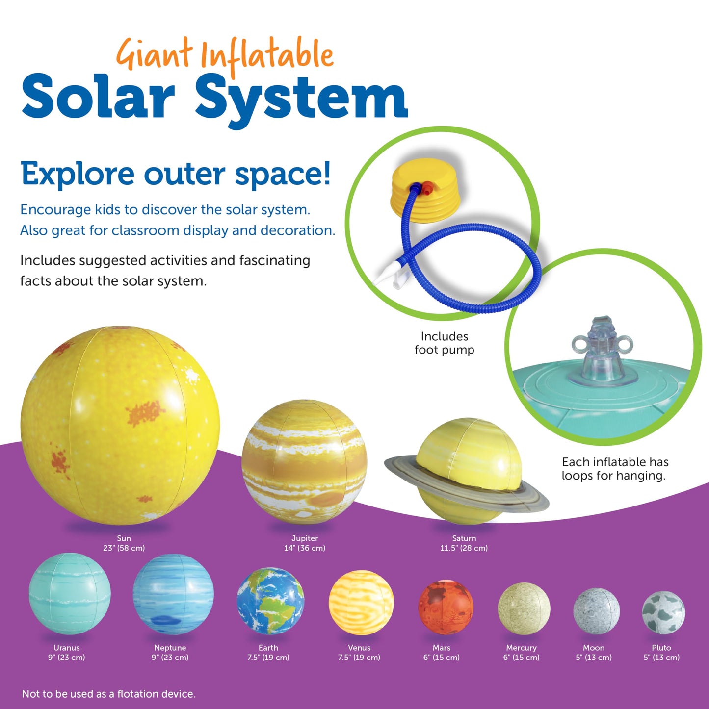 Learning Resources Giant Inflatable Solar System - Project Kit, Space and Planet Model, Constellation Classroom Globe, STEM Science Projects Gifts, Preschool , Teacher Must Haves