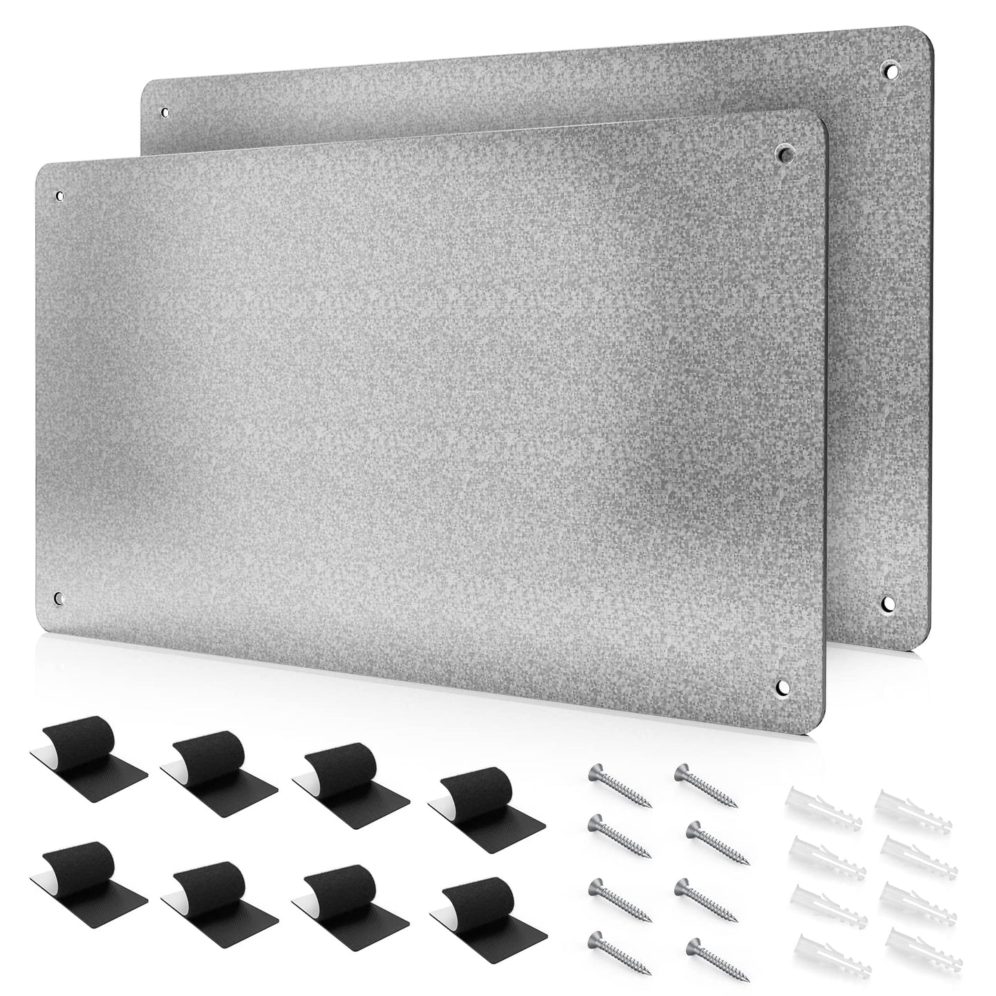 17.7" x 11.8" 2 Pack Metal Magnetic Board - Magnet Bulletin Board to Display Magnetic Letters Numbers Animal, Poetry, Spice Jars, Notes, Photos, Suitable for Wall, Refrigerator, Cubicle, Cabinet