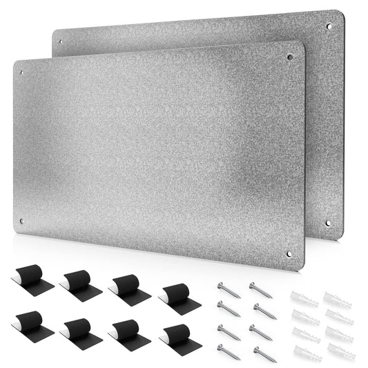 17.7" x 11.8" 2 Pack Metal Magnetic Board - Magnet Bulletin Board to Display Magnetic Letters Numbers Animal, Poetry, Spice Jars, Notes, Photos, Suitable for Wall, Refrigerator, Cubicle, Cabinet