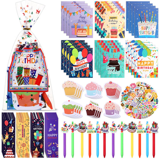 Saypacck 194 Pcs Birthday Return Gifts Birthday Classroom Stationery Party Favors Includes Notebook Ballpoint Pen Bookmark Sticky Notes Goodie Bag Stuffers Gifts School Student Rewards Prize