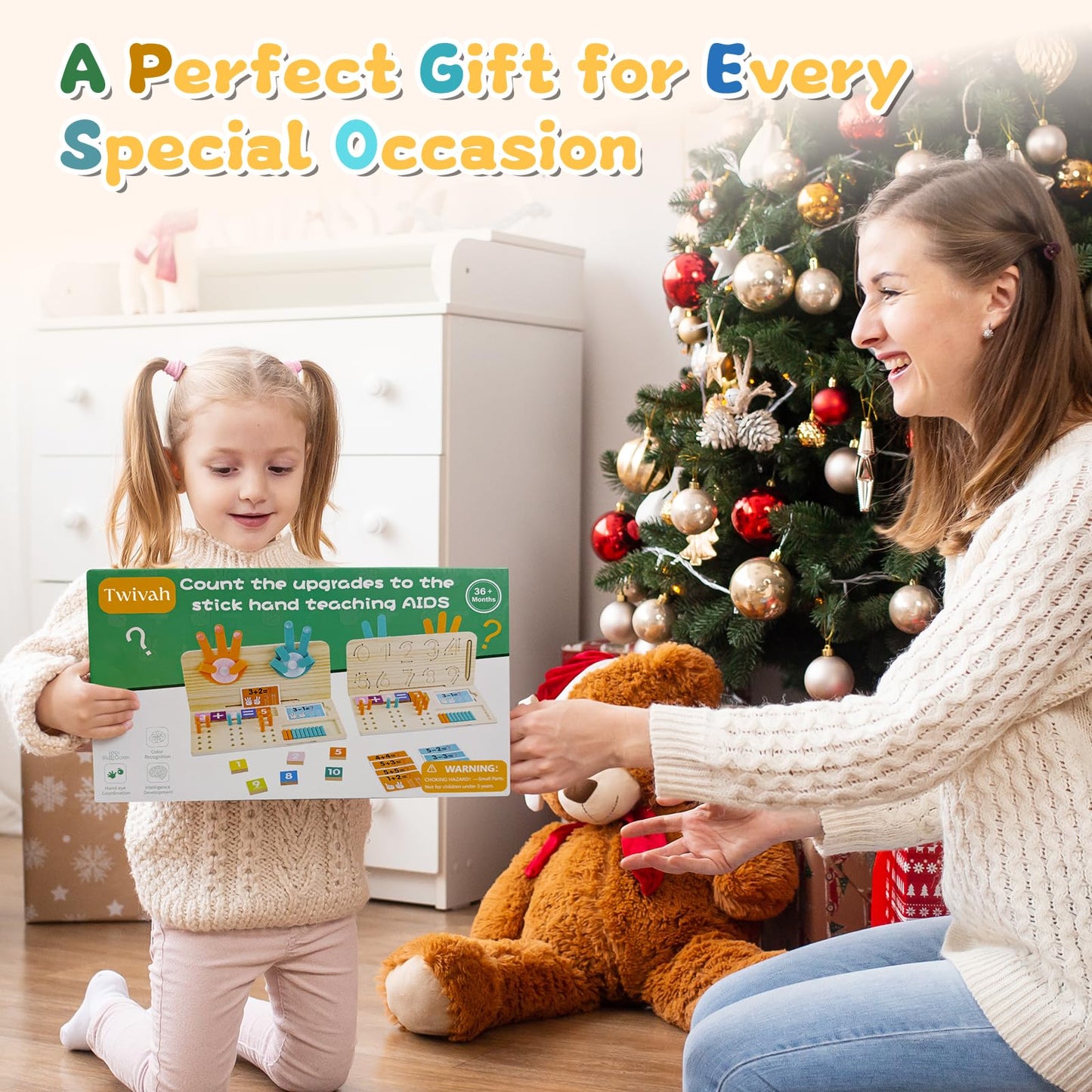 twivah Learning Toys 3-5, Educational Toys with Number Flash Card for 3+ Year Old, Montessori Number Math Manipulatives, Preschool Kindergarten School Supplies, Birthday Gifts for 3 4 5 6 yr Old Kids