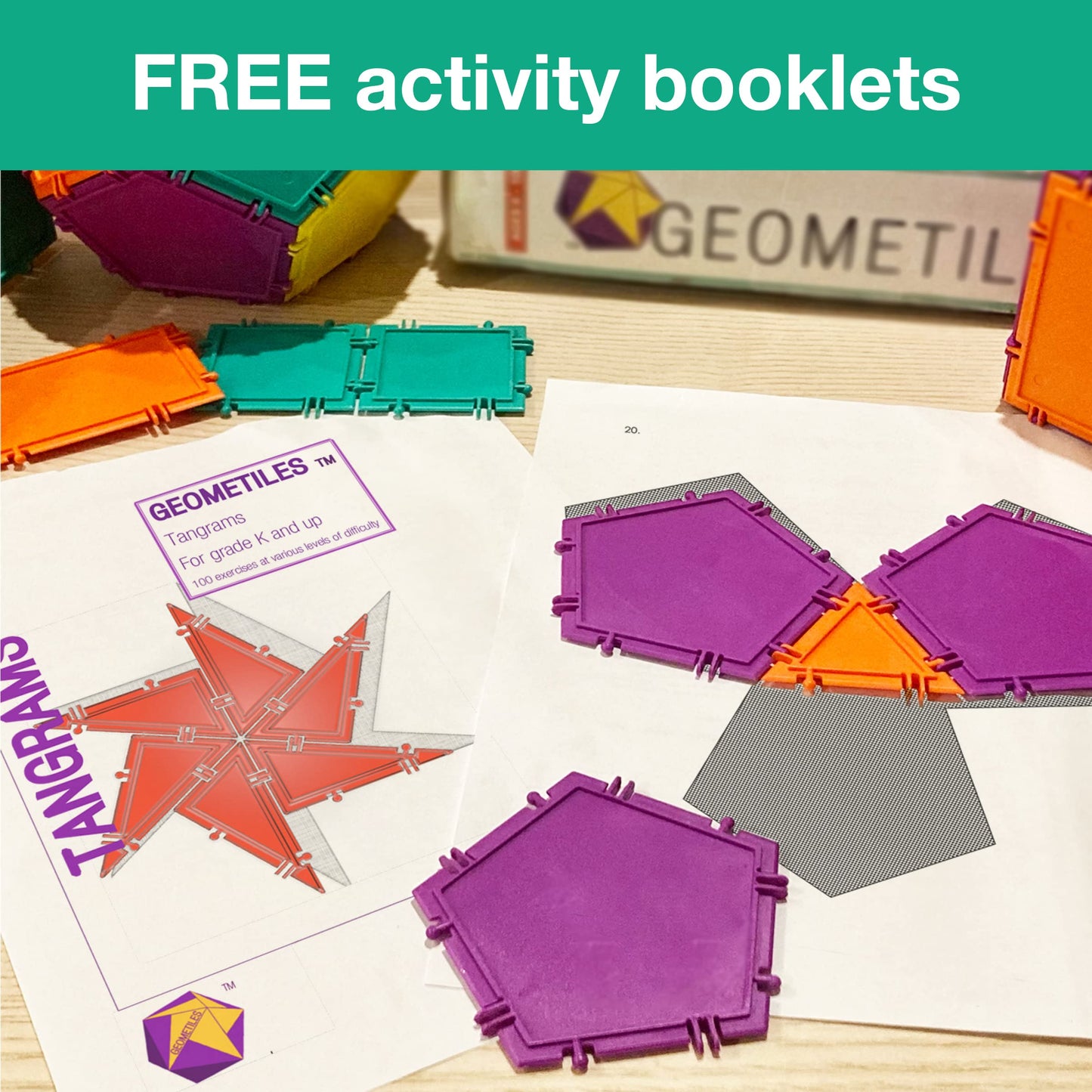 Geometiles 3D Building Set for Learning Math, Includes Many Online Activities, 96-pc, Made in USA