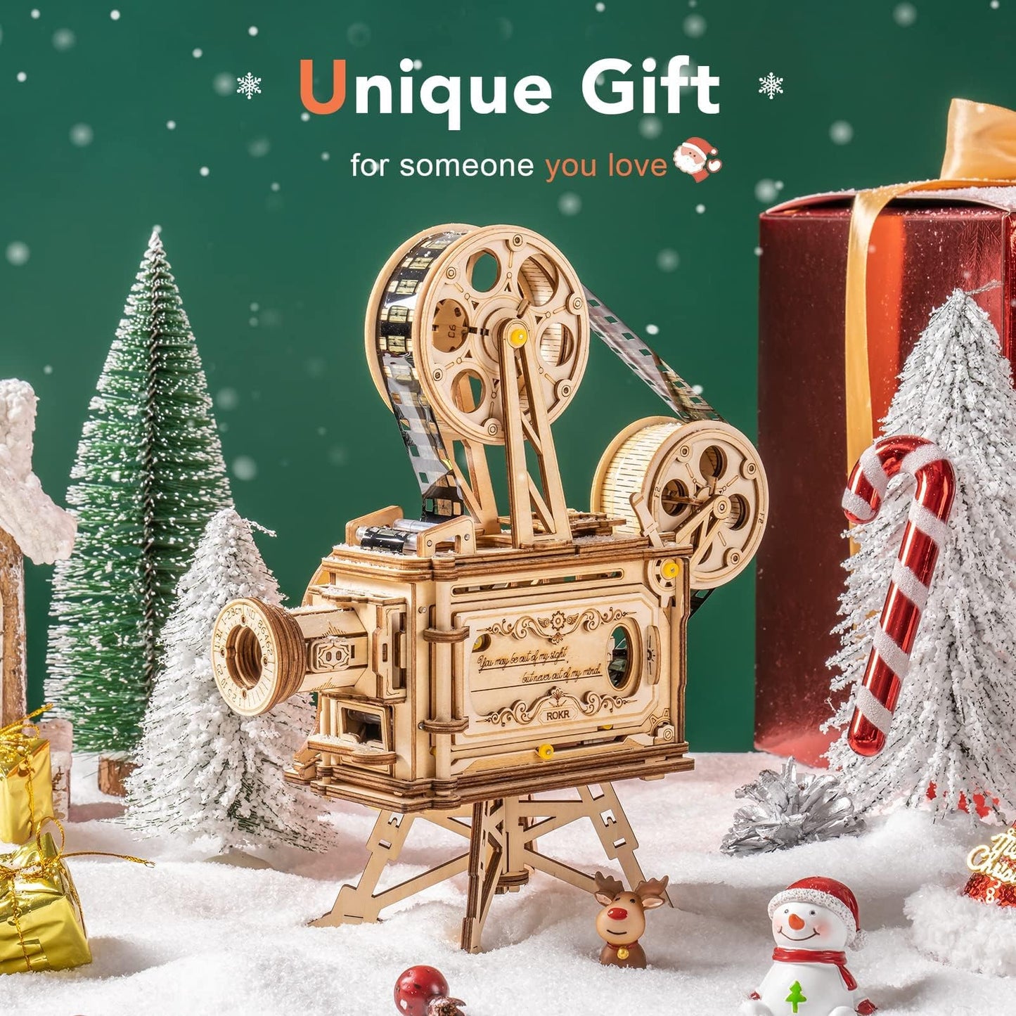 ROKR 3D Wooden Puzzles for Adults- 183pcs Mechanical Model Building Kit Wooden Craft Movie Projector Gift for Adults &Teens 14+ (Vitascope)