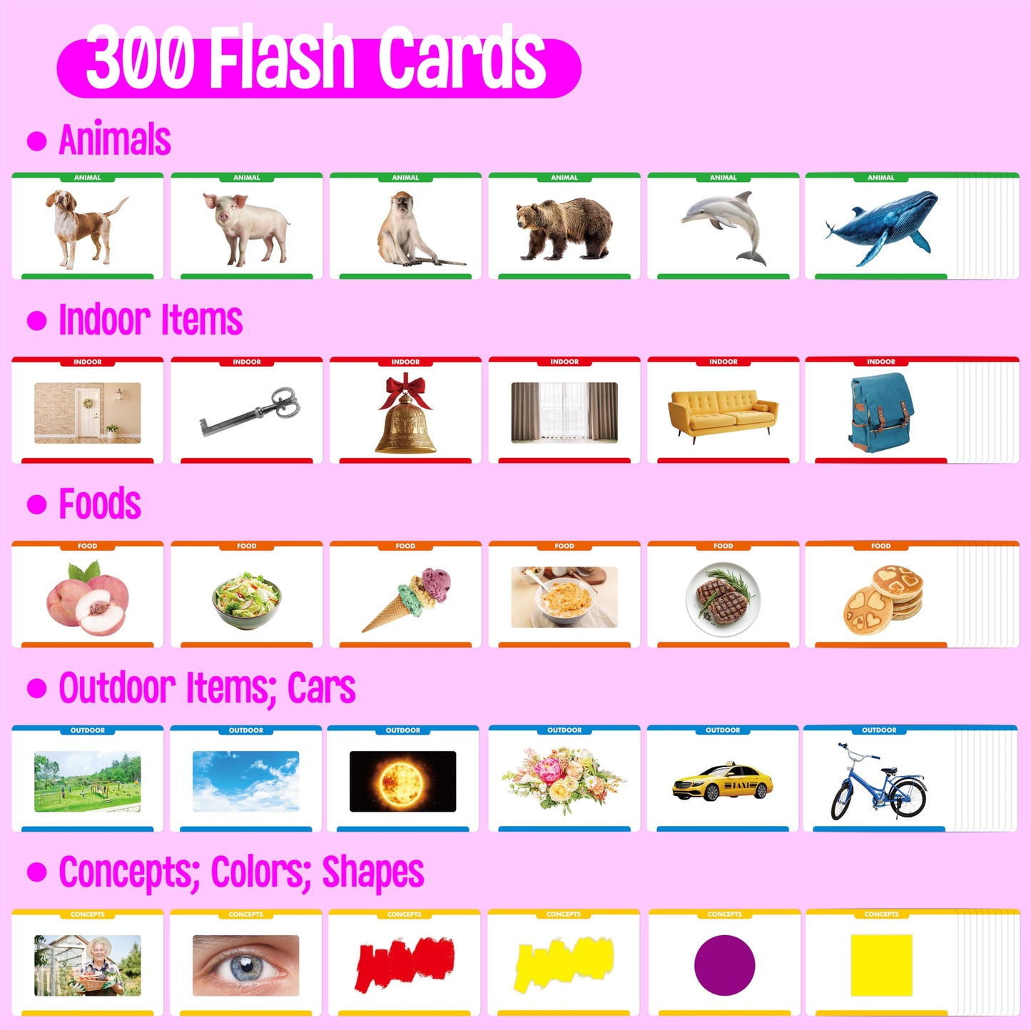 300 Noun Picture-Word Cards, Picture Flashcards Language Builder Visual Aid Speech Development Tool for Autism, ESL Teaching Materials for Adults, Non-Verbal Children Vocabulary Builder for Toddlers