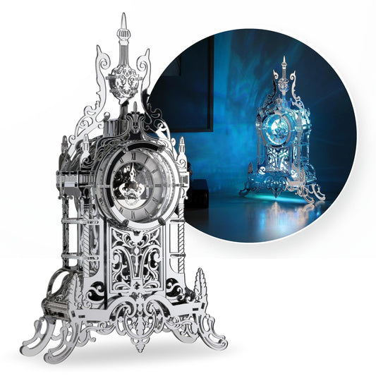 FUNPOLA LED 3D Puzzle Tower Clock for Adults - Elegant Home Décor Building Model with Color-Changing LEDs - Ideal Acrylic Puzzle Gifts for Teens and Adults