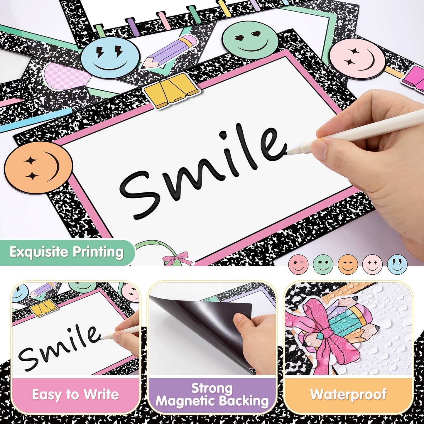 Trandraft 16 Pcs Magnetic Write Wipe Organization Chart Classroom Dry Erase Labels Learning Objectives Board for Whiteboard Goals Targets Classroom Teaching Supplies (Artwork)