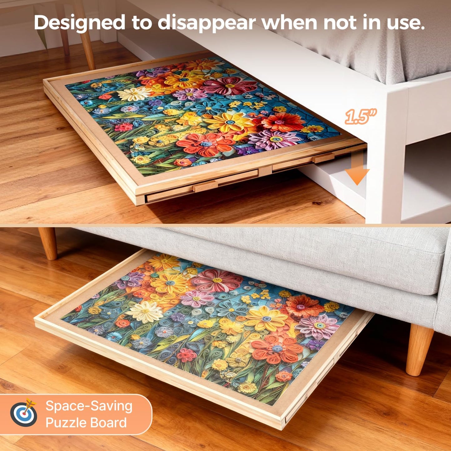 ALL4JIG 1500 Piece Rotating Puzzle Board with 4 Drawer 24.92"x33.58"Portable Wooden Jigsaw Puzzle Table for Adults,Lazy Susan Spinning Puzzle Boards Birthday Gift for mom,Surface for Lego Building